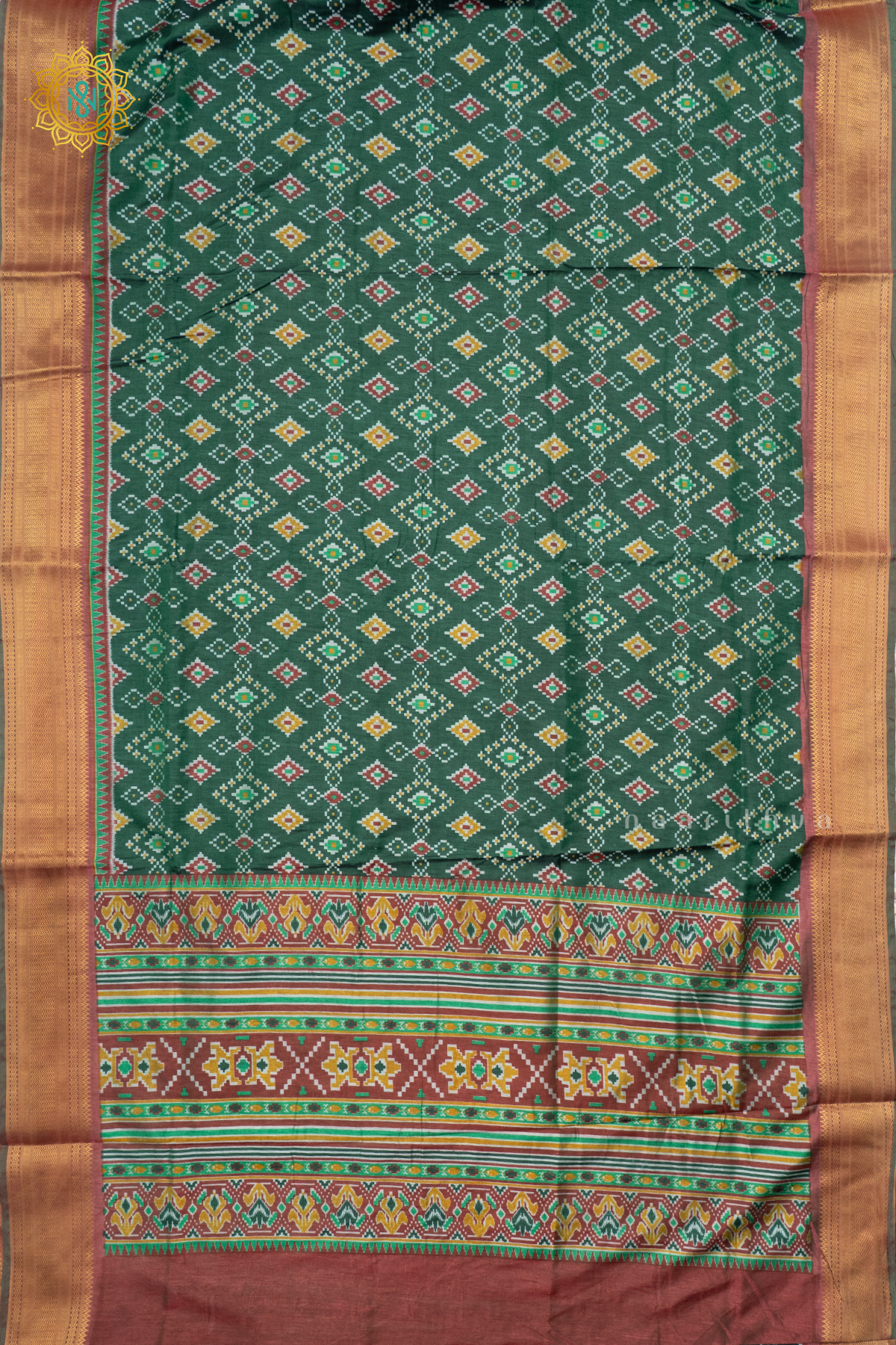 GREEN WITH MAROON - SEMI PATOLA SILK