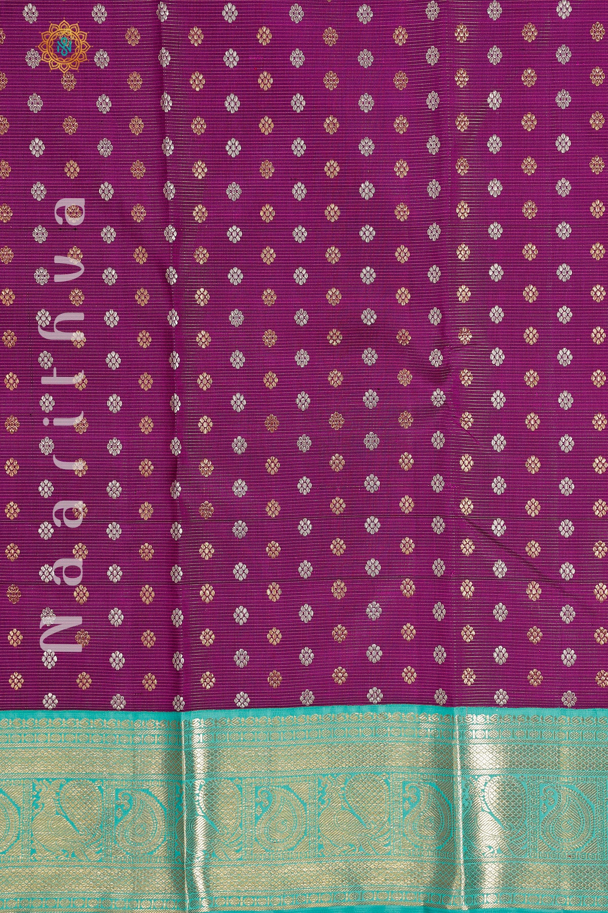 MAGENTA WITH CYAN GREEN - PURE KANJIVARAM SILK
