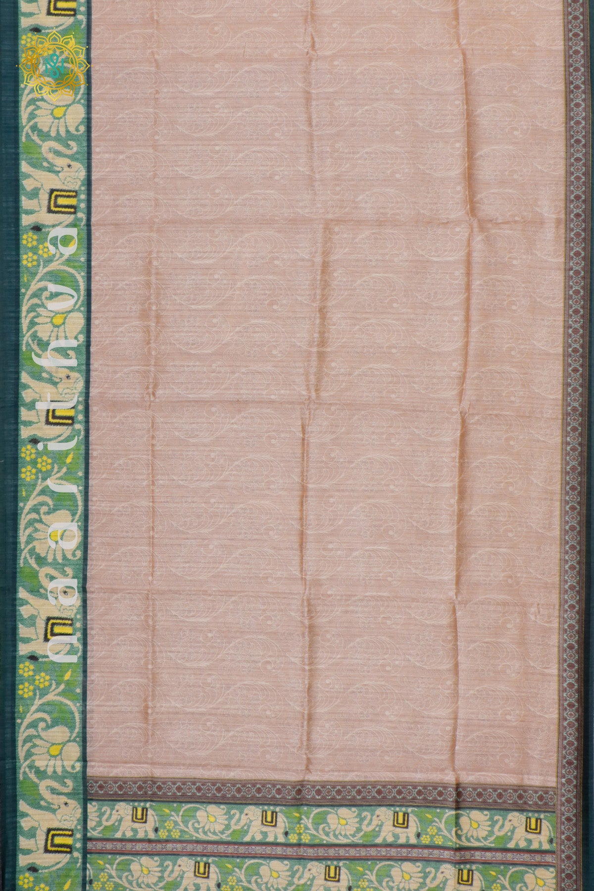 PEACH WITH GREEN - JUTE COTTON