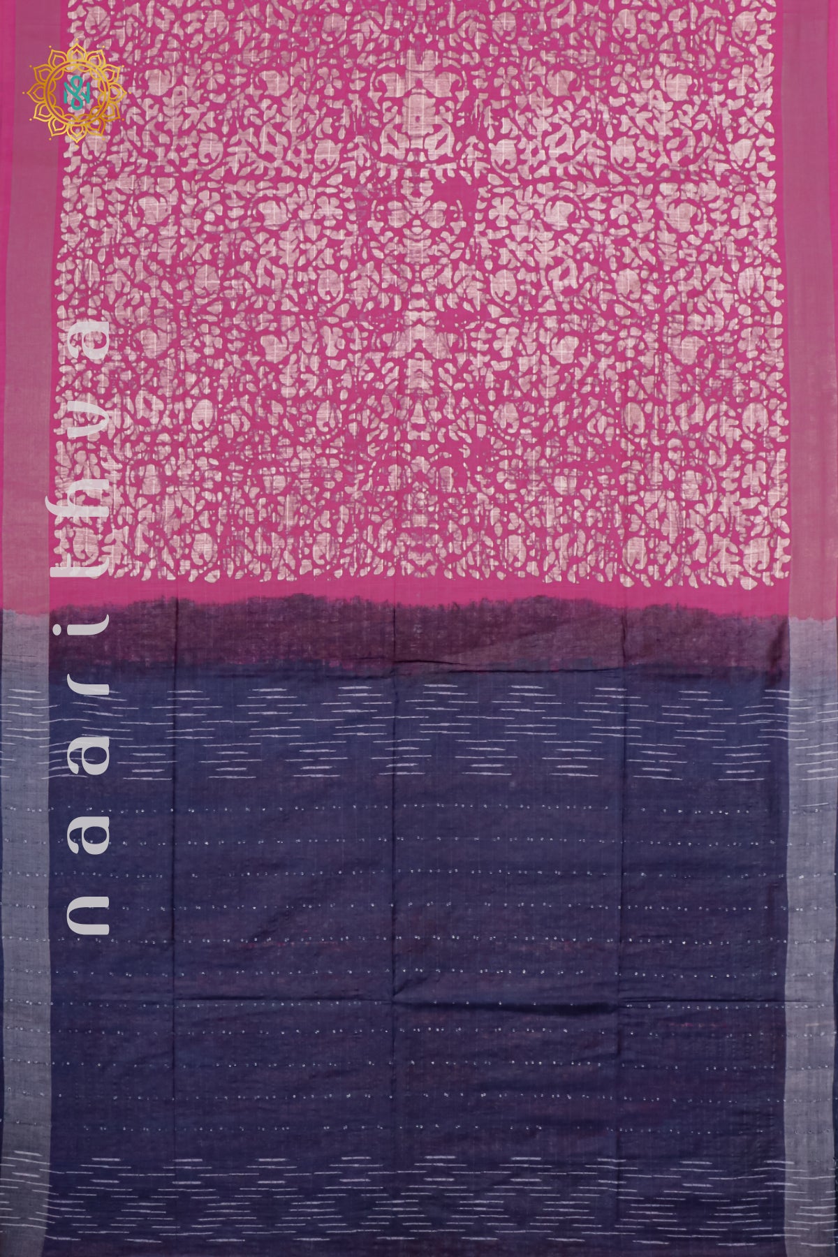 PINK WITH NAVY BLUE - SLUB COTTON