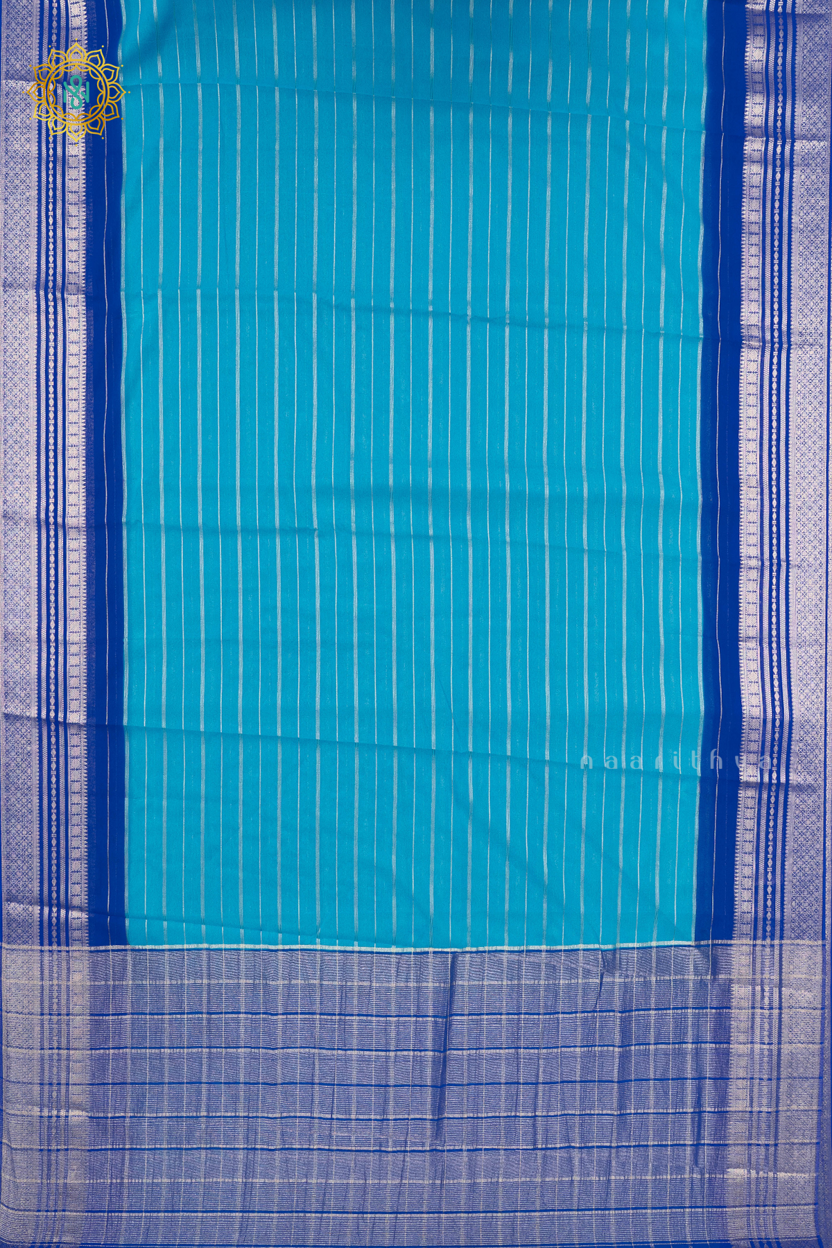 SKY BLUE WITH ROYAL BLUE - SEMI GEORGETTE