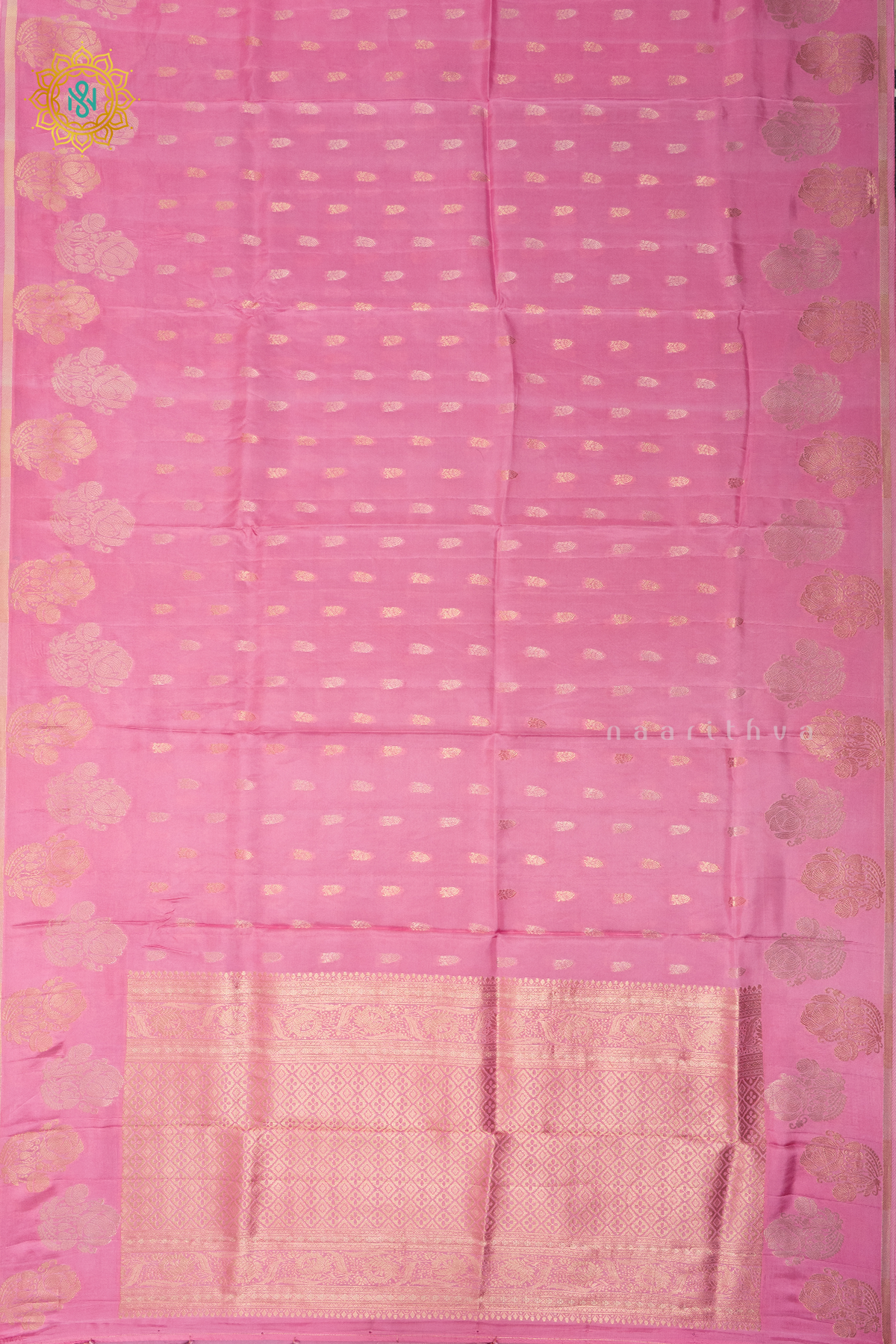 LIGHT PINK WITH WHITE - SATIN CREPE