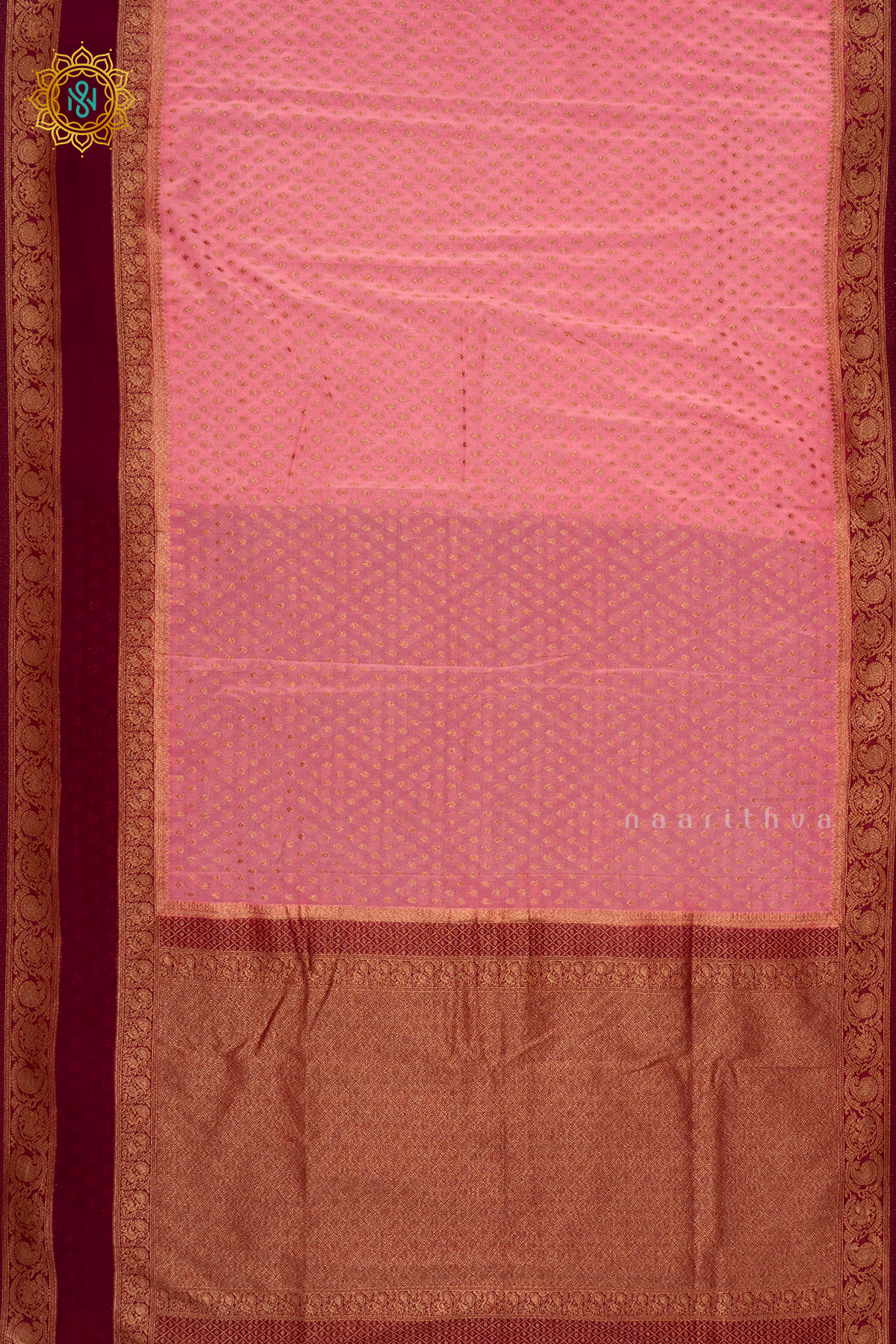 LIGHT PINK WITH WINE - SEMI CREPE GEORGETTE
