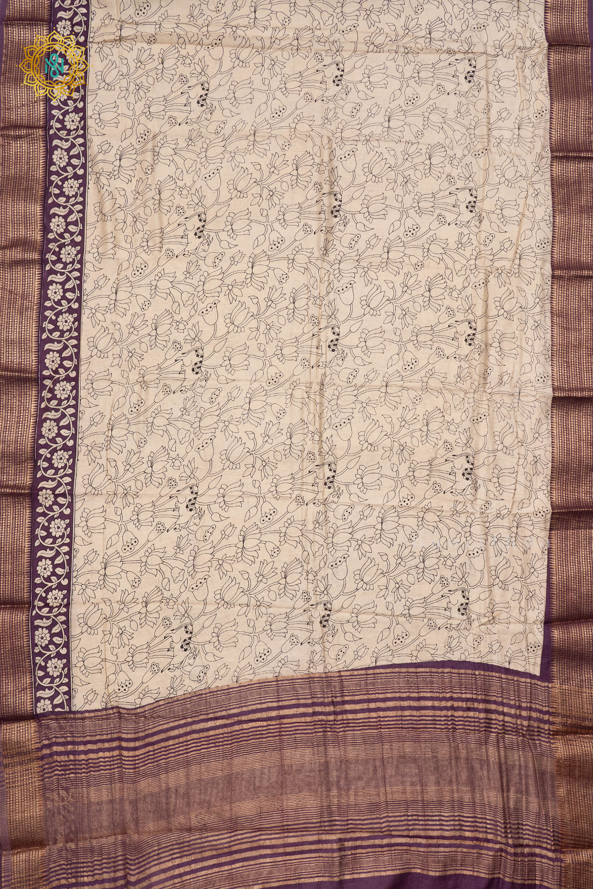 WHITE WITH PURPLE - VISCOSE COTTON