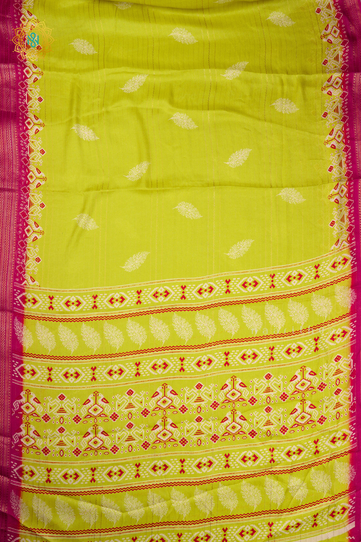 LEMON YELLOW WITH PINK - SEMI GEORGETTE