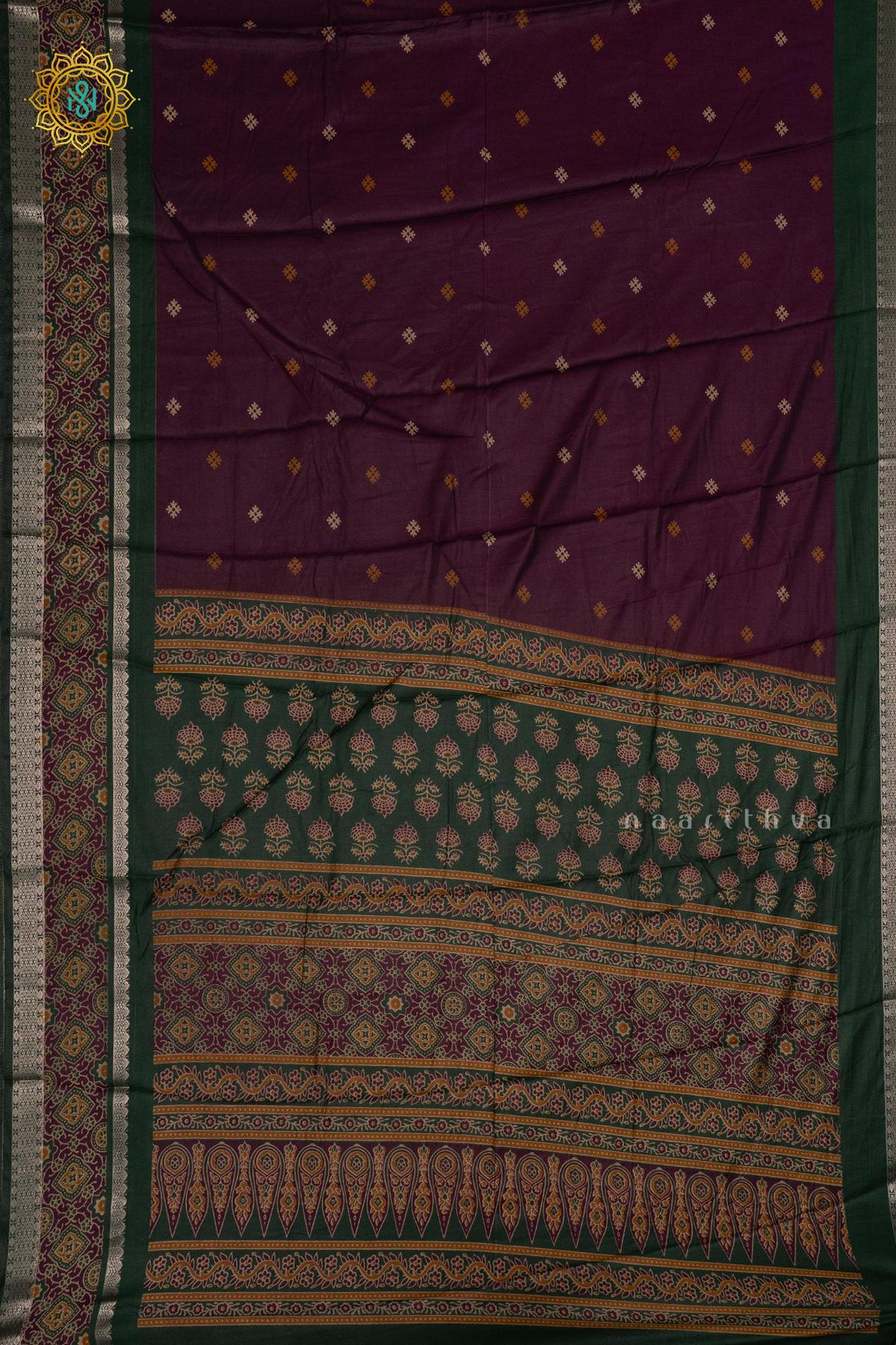 DEEP WINE WITH GREEN - SOFT COTTON