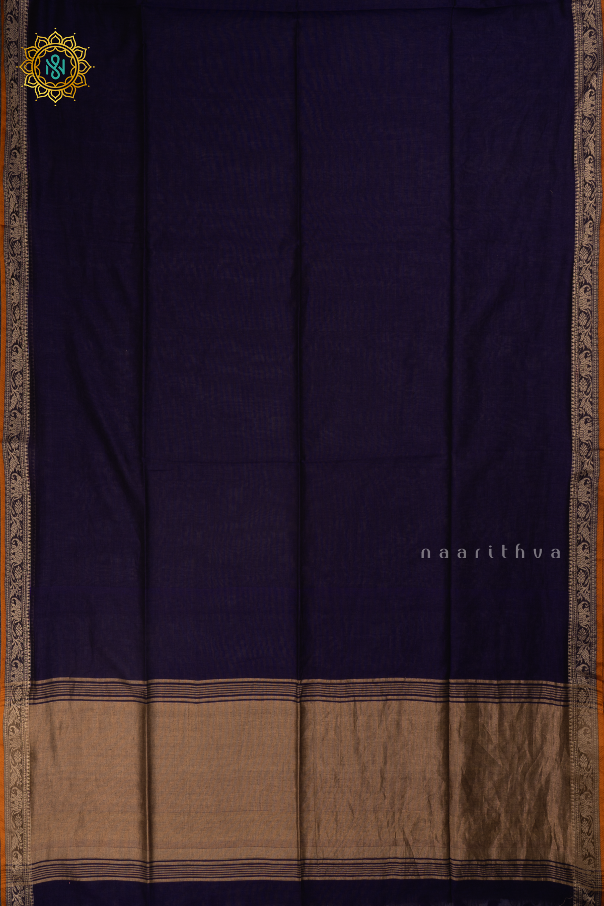 Blue Mul Cotton Saree with Plain Body and Thread Woven Border