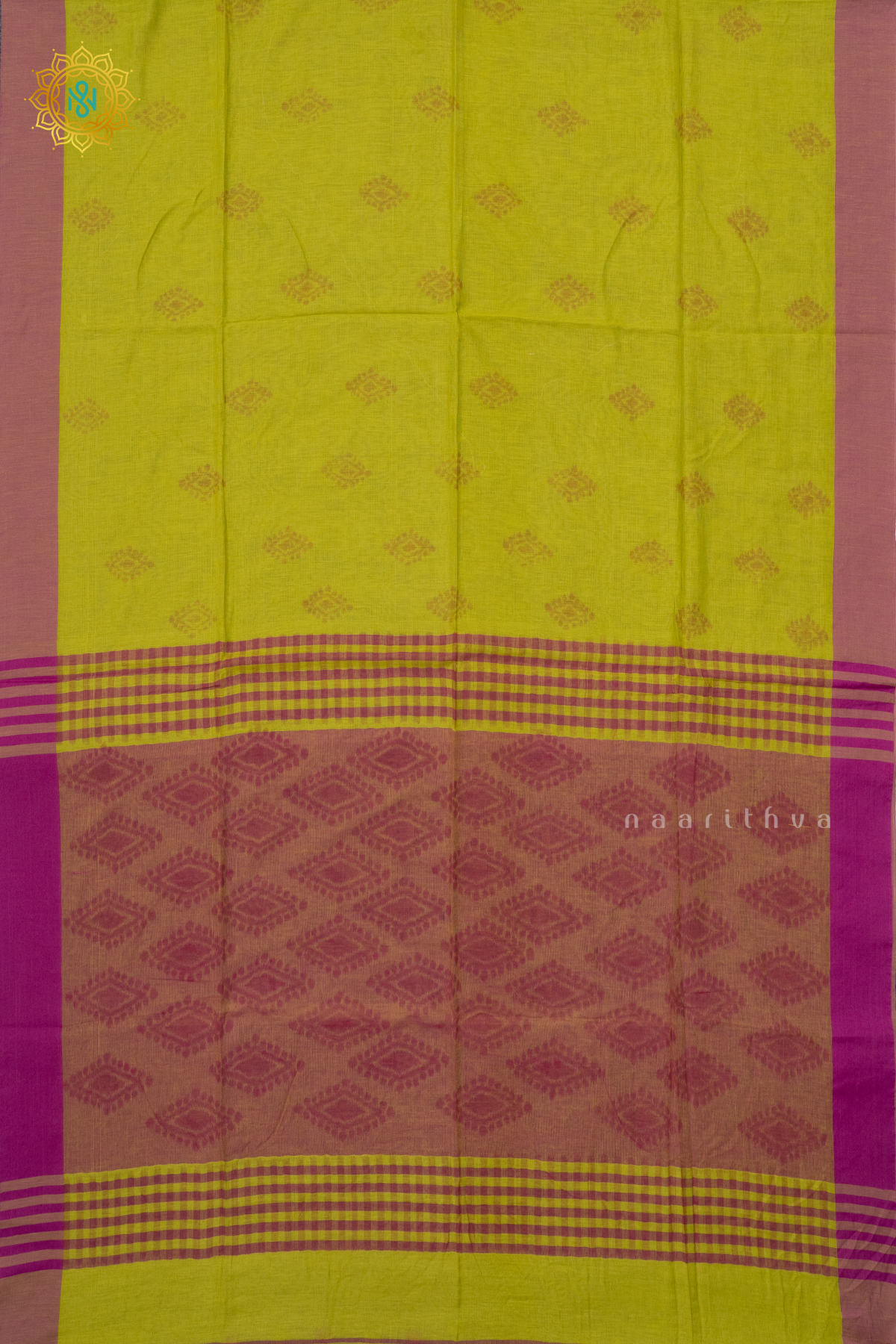 PARROT GREEN WITH MAGENTA - MUL COTTON