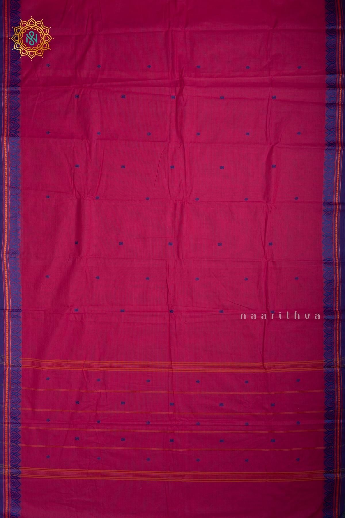 Pink With Purple Chettinad Cotton Saree With Thread Woven Buttas & Contrast Border