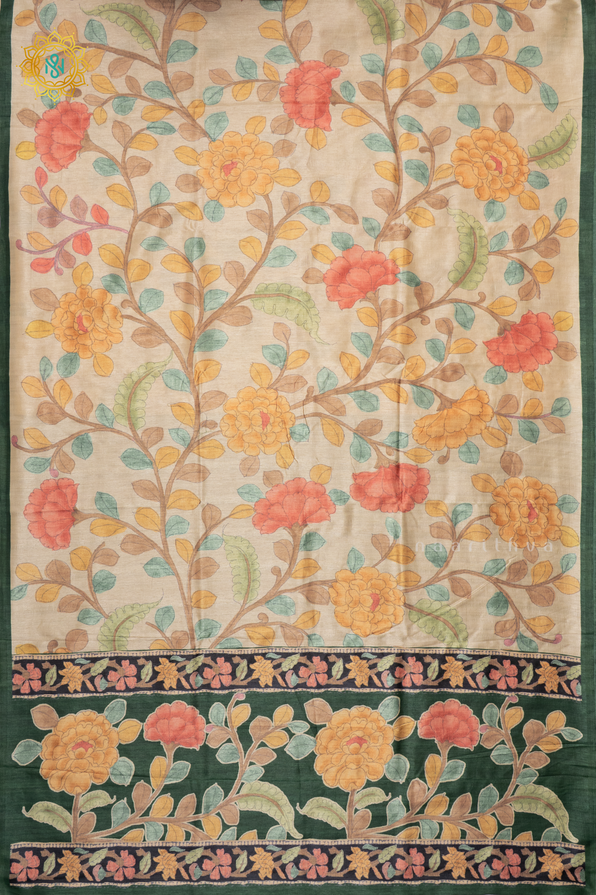 OFF WHITE WITH GREEN - SEMI GICHA TUSSAR