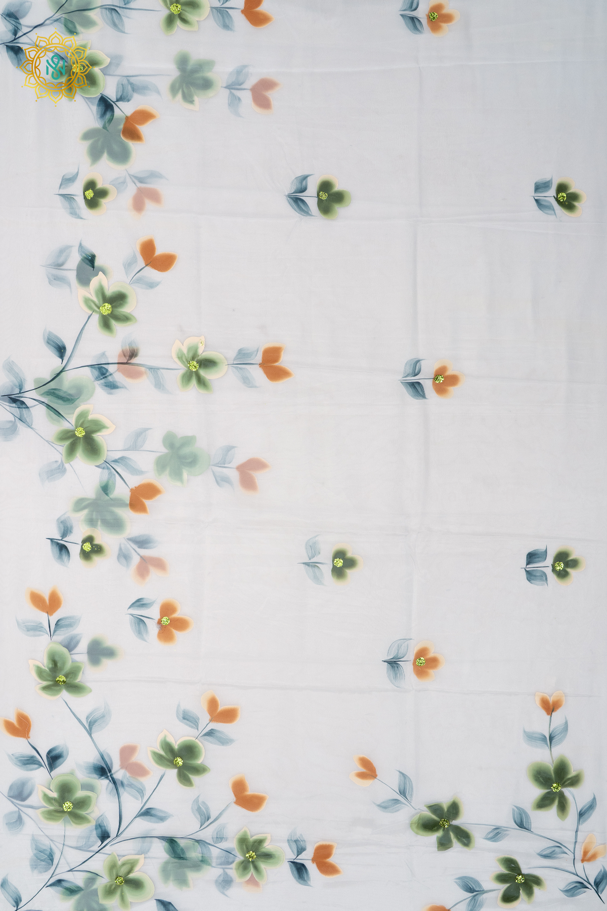 AQUA BLUE - ORGANZA HAND PAINTED