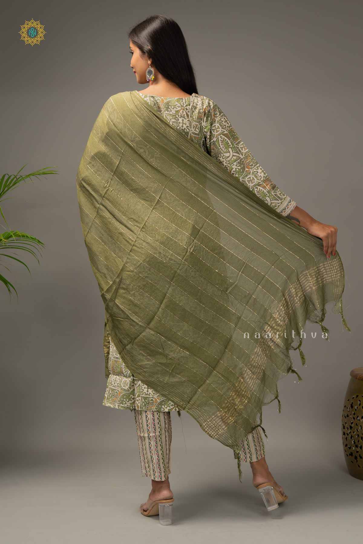 GREEN - CREPE 3PC SALWAR SUIT WITH PRINTED TOP, BOTTOM & DUPPATA