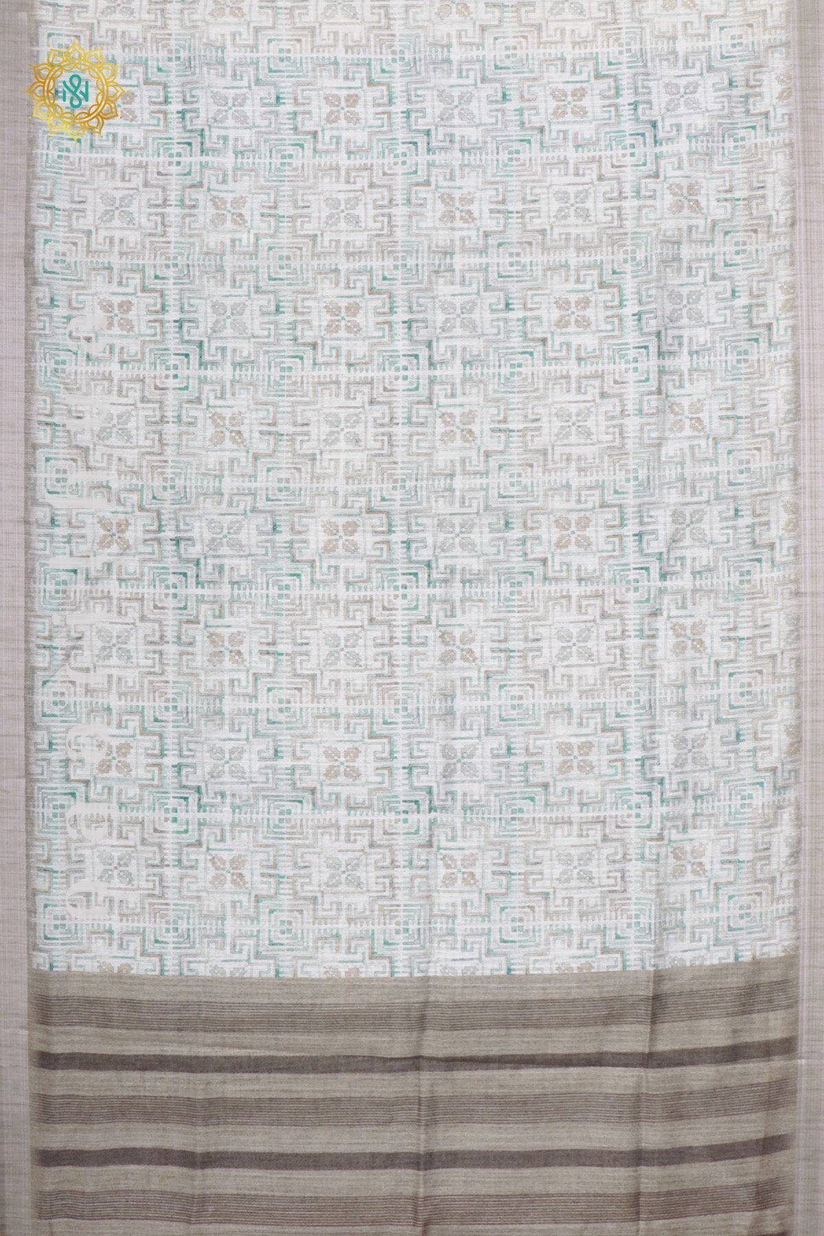 WHITE WITH LIGHT BROWN - JUTE COTTON