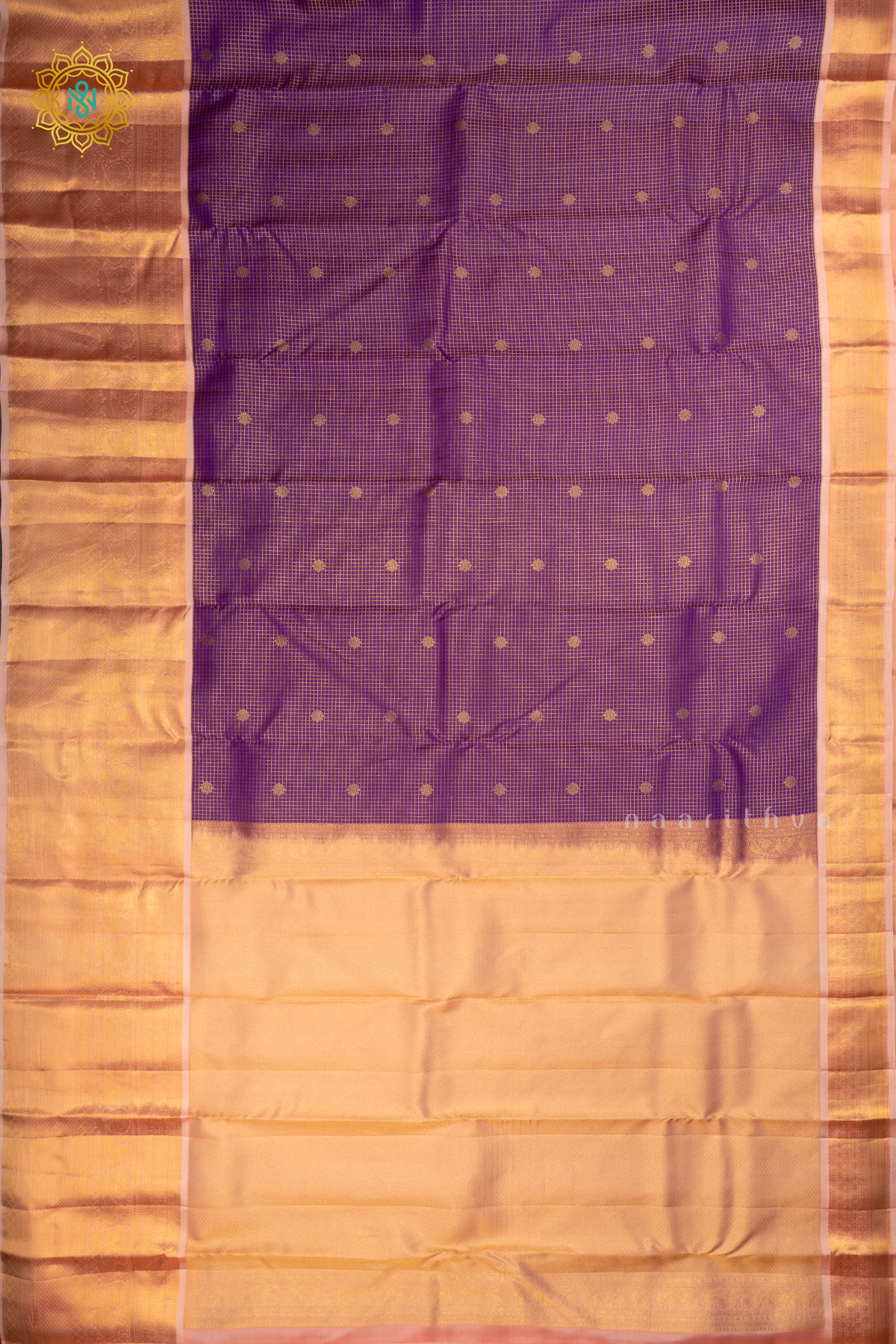 PURPLE WITH PEACH - PURE KANJIVARAM SILK
