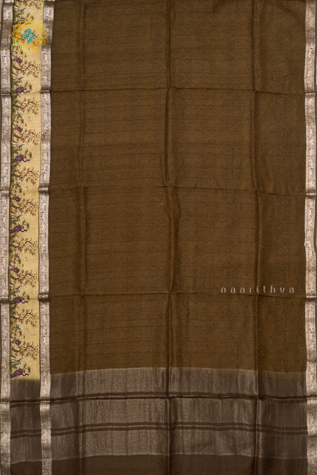 OLIVE GREEN WITH SAGE GREEN - SEMI CREPE SILK