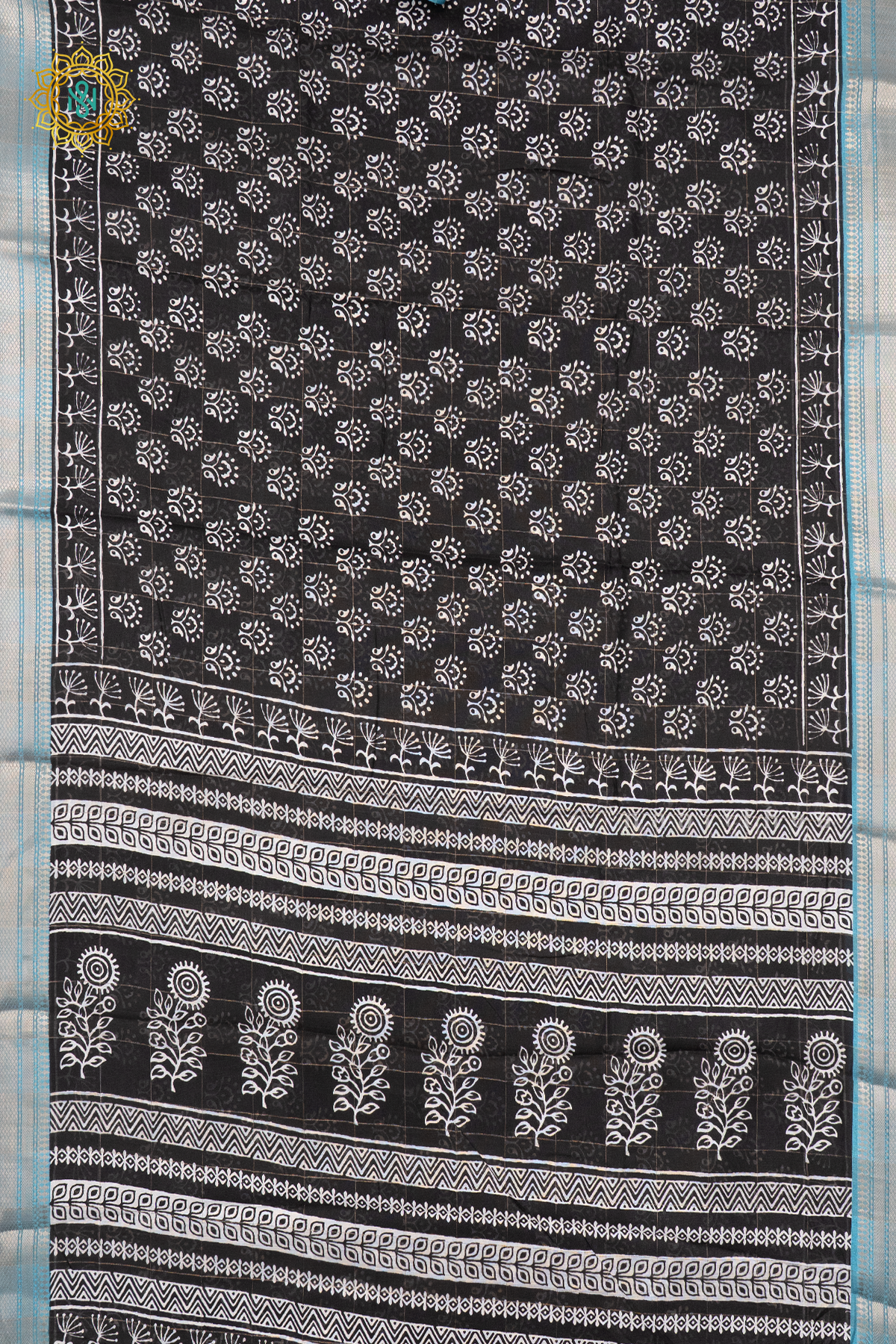 BLACK WITH SKY BLUE - LINEN BY COTTON