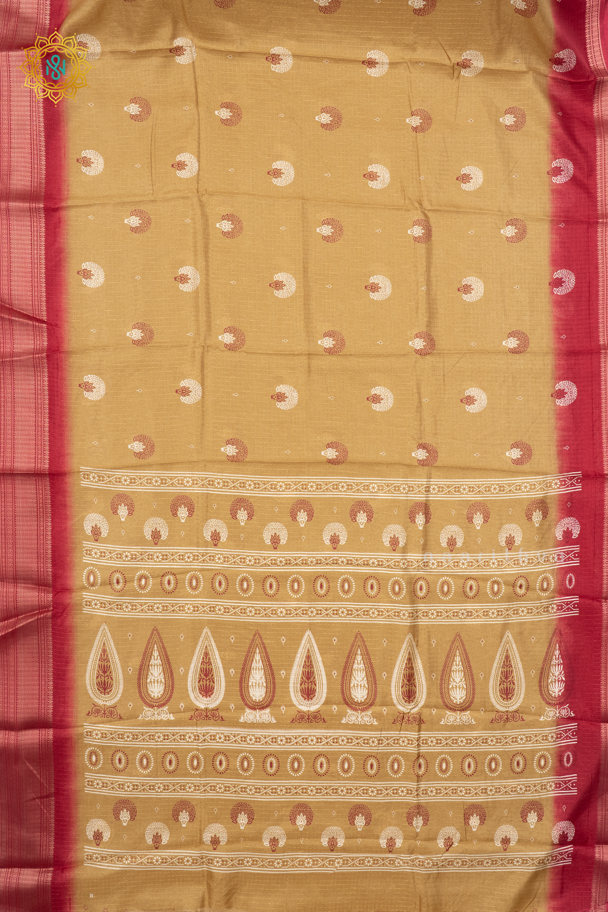 MUSTARD WITH MAROON - DOLA SILK