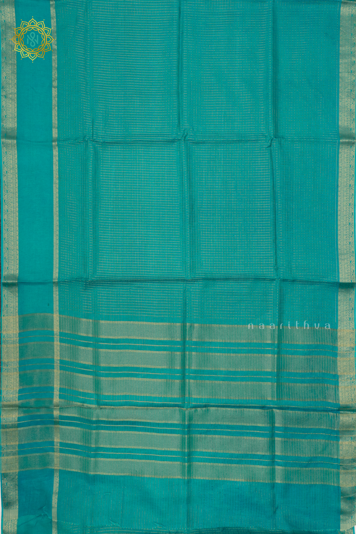AQUA GREEN WITH PURPLE - SEMI CREPE SILK