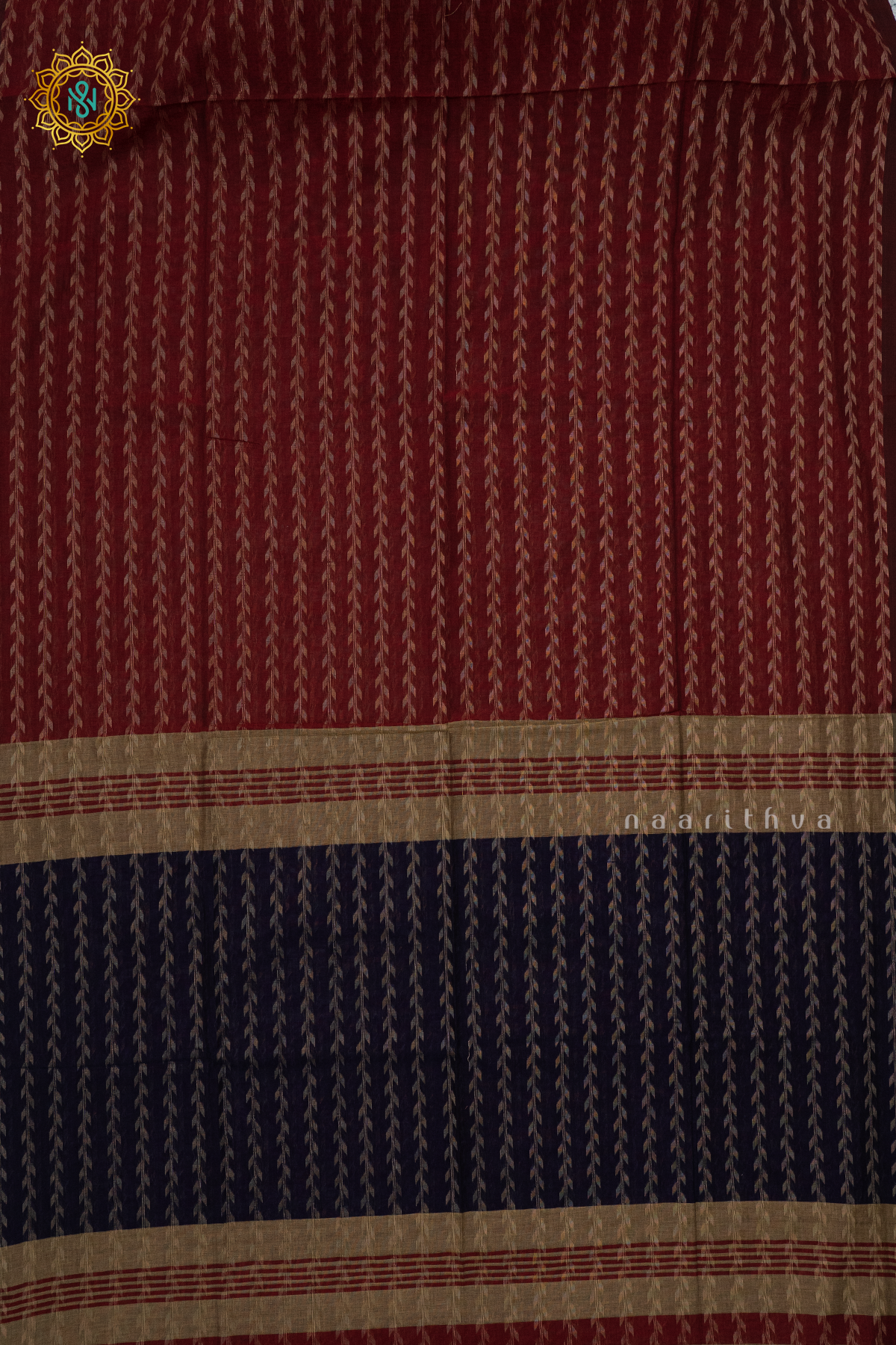MAROON WITH NAVY BLUE - MUL COTTON
