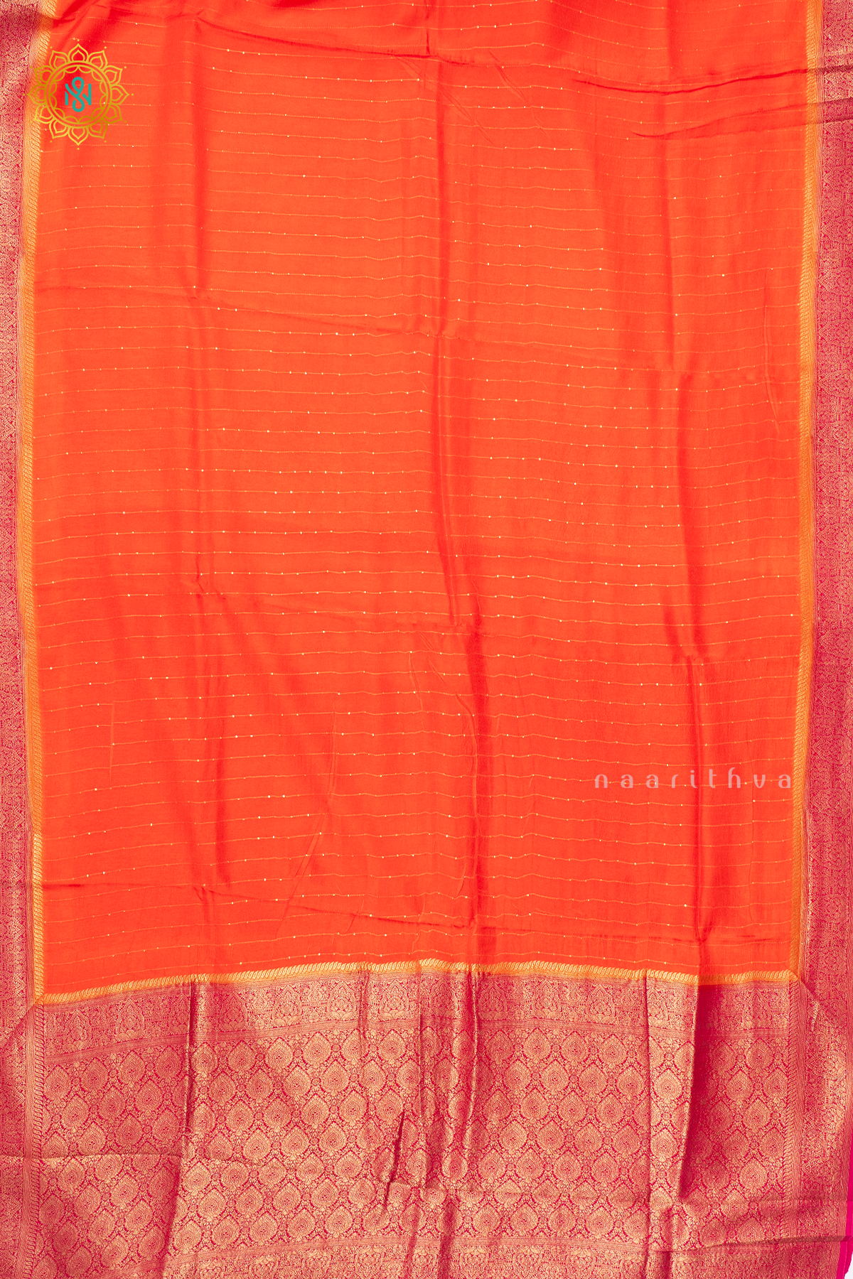 ORANGE WITH PINK - SEMI CREPE SILK