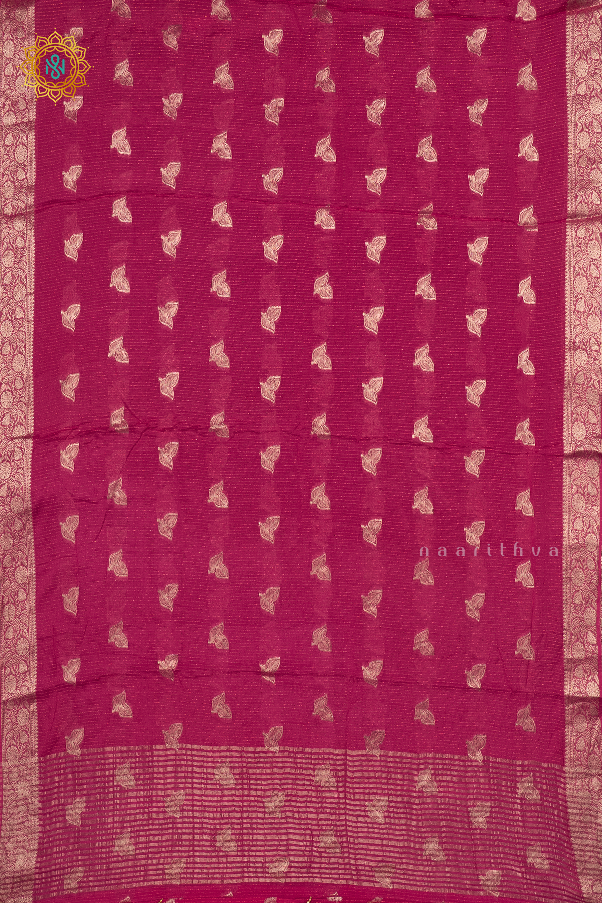 PINK WITH YELLOW - SEMI GEORGETTE