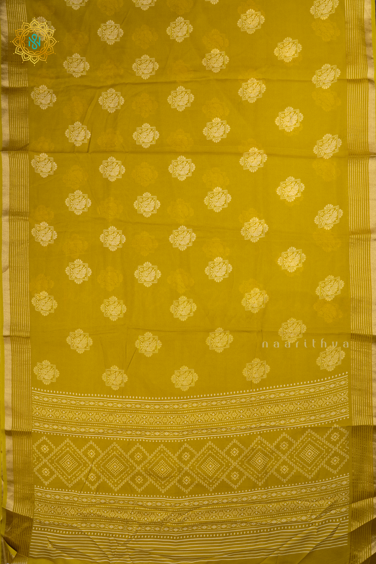 Yellow Chiffon Georgette Saree Printed Body With Zari Border