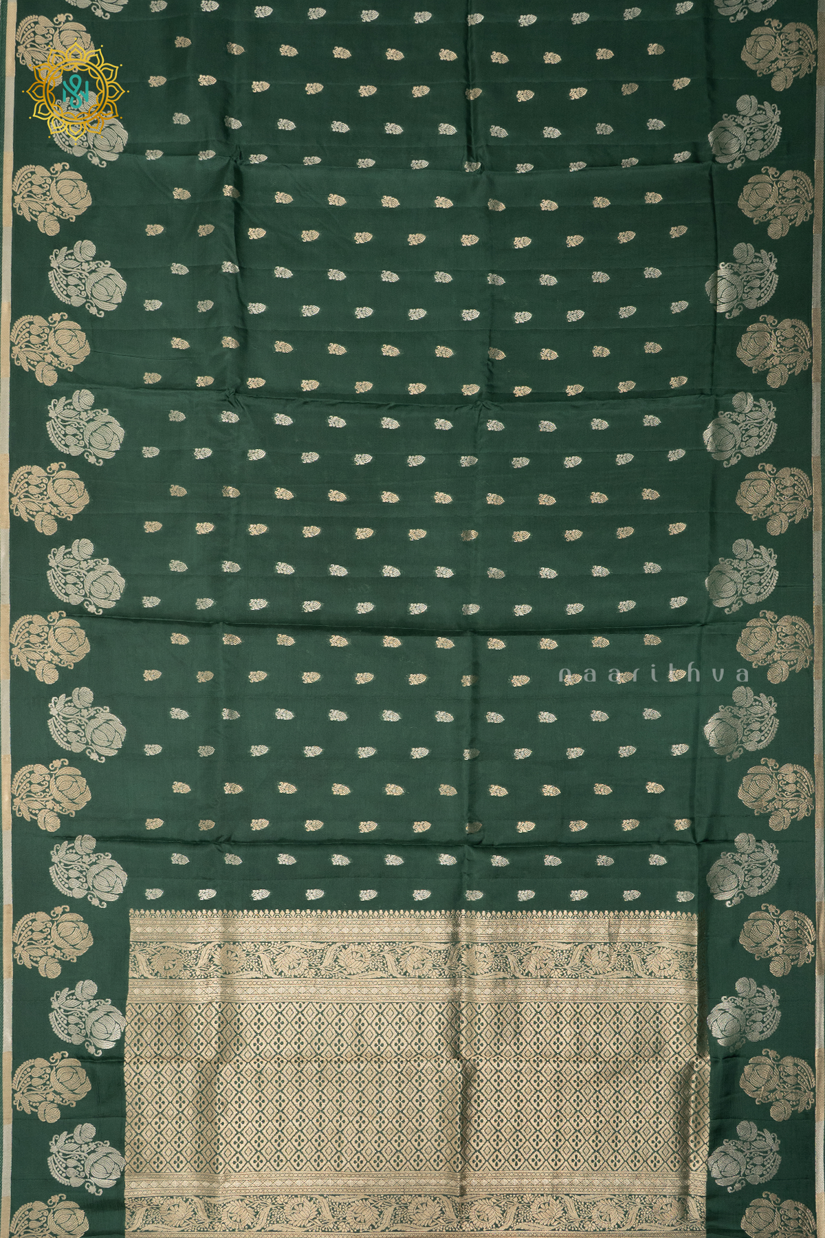 GREEN WITH YELLOW - SATIN CREPE