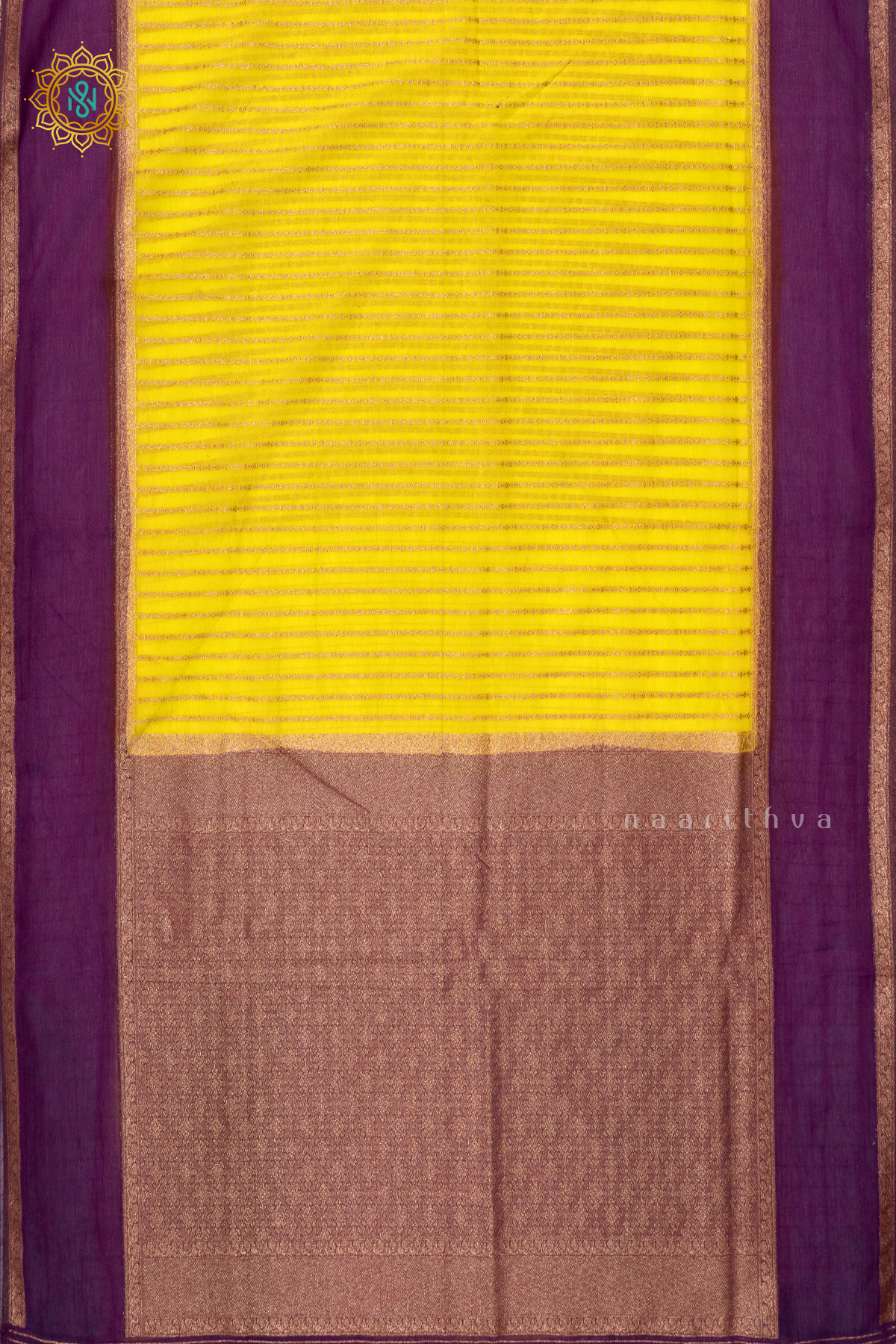 YELLOW WITH PURPLE - SEMI CREPE GEORGETTE