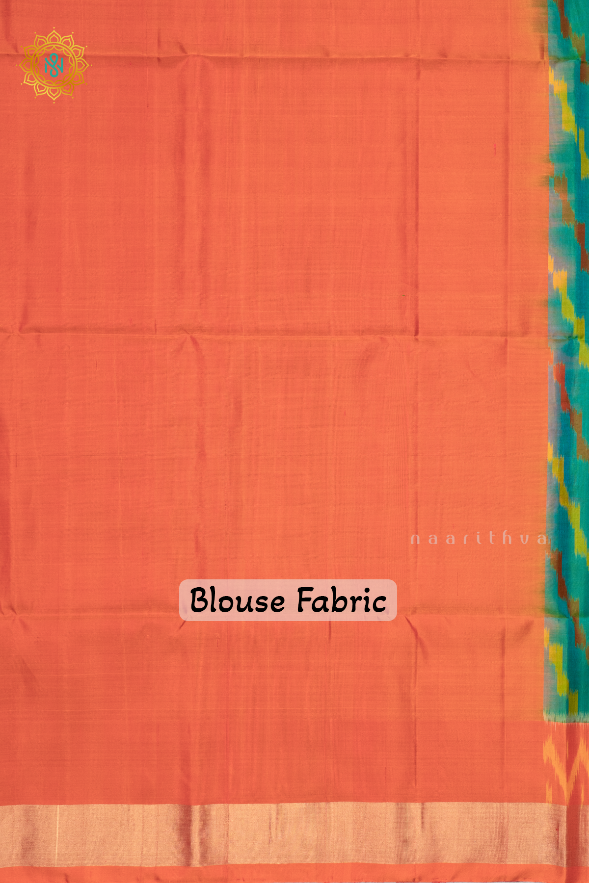 CYAN GREEN WITH ORANGE - PURE KANJIVARAM IKAT SOFT SILK