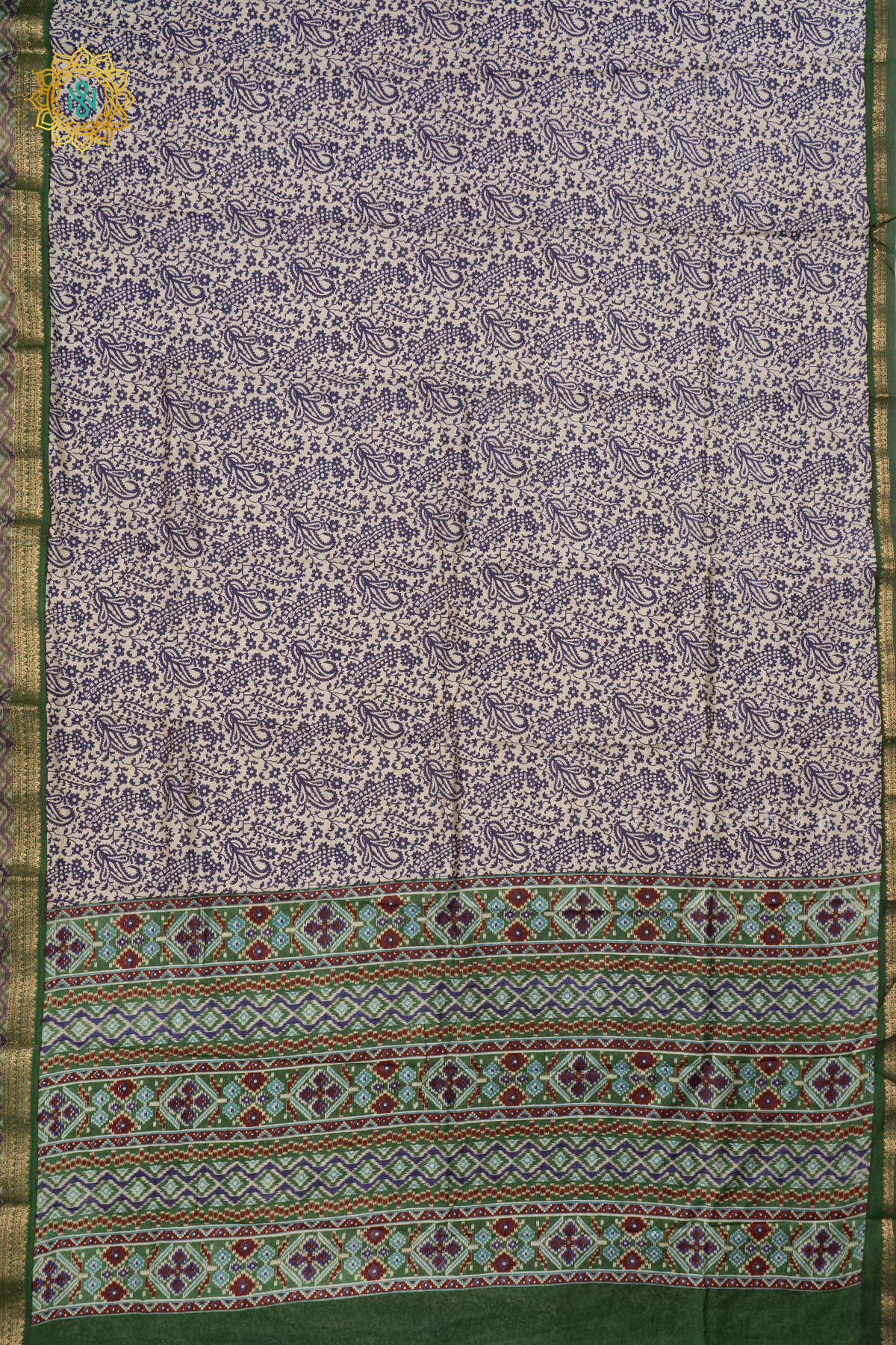 BLUE WITH GREEN - VISCOSE COTTON