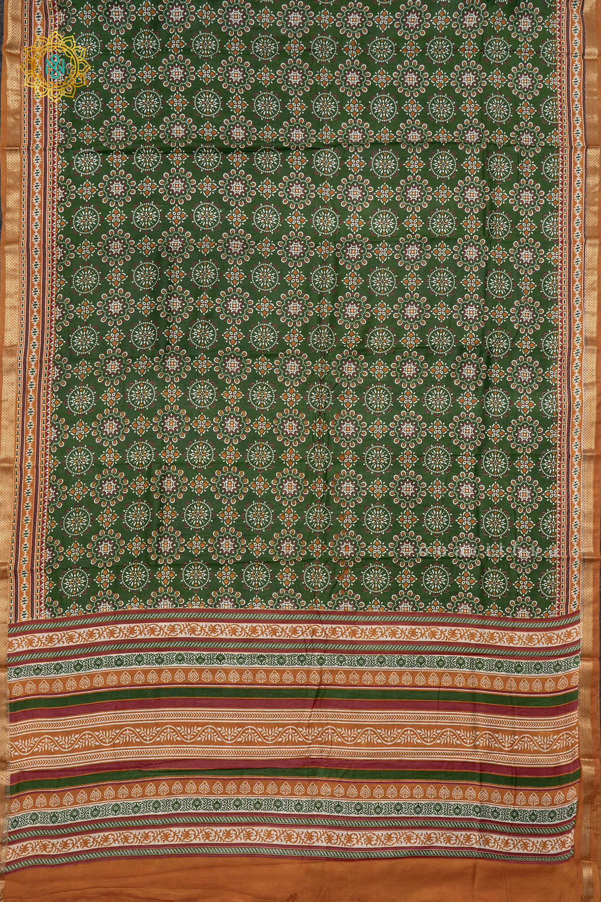 GREEN WITH YELLOW - VISCOSE COTTON