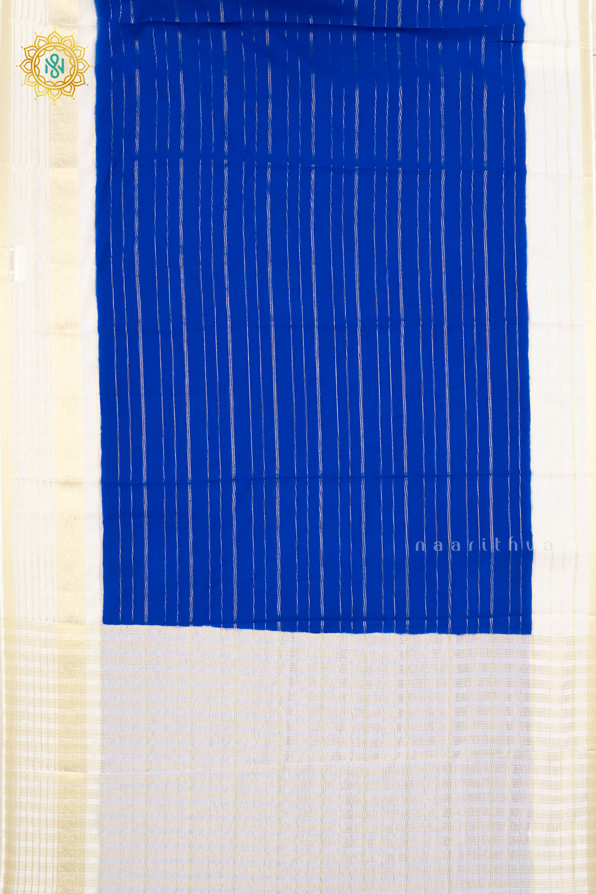 ROYAL BLUE WITH WHITE - SEMI GEORGETTE