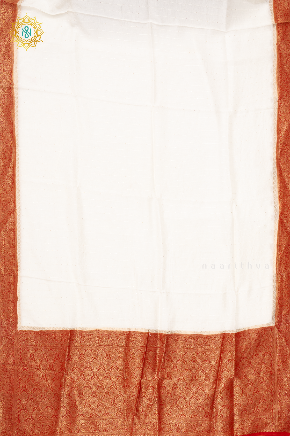 WHITE WITH RED - SEMI CREPE SILK