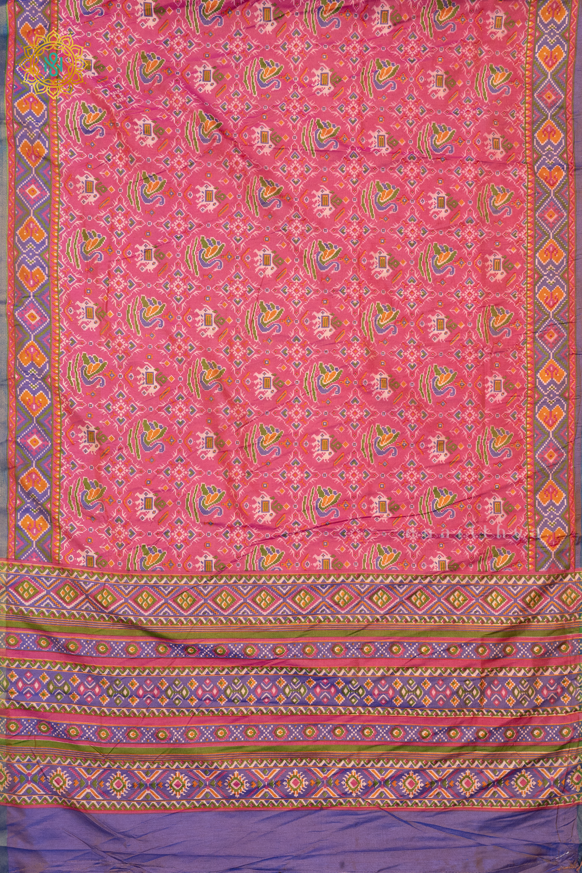 PEACHISH PINK WITH PURPLE - SEMI PATOLA SILK