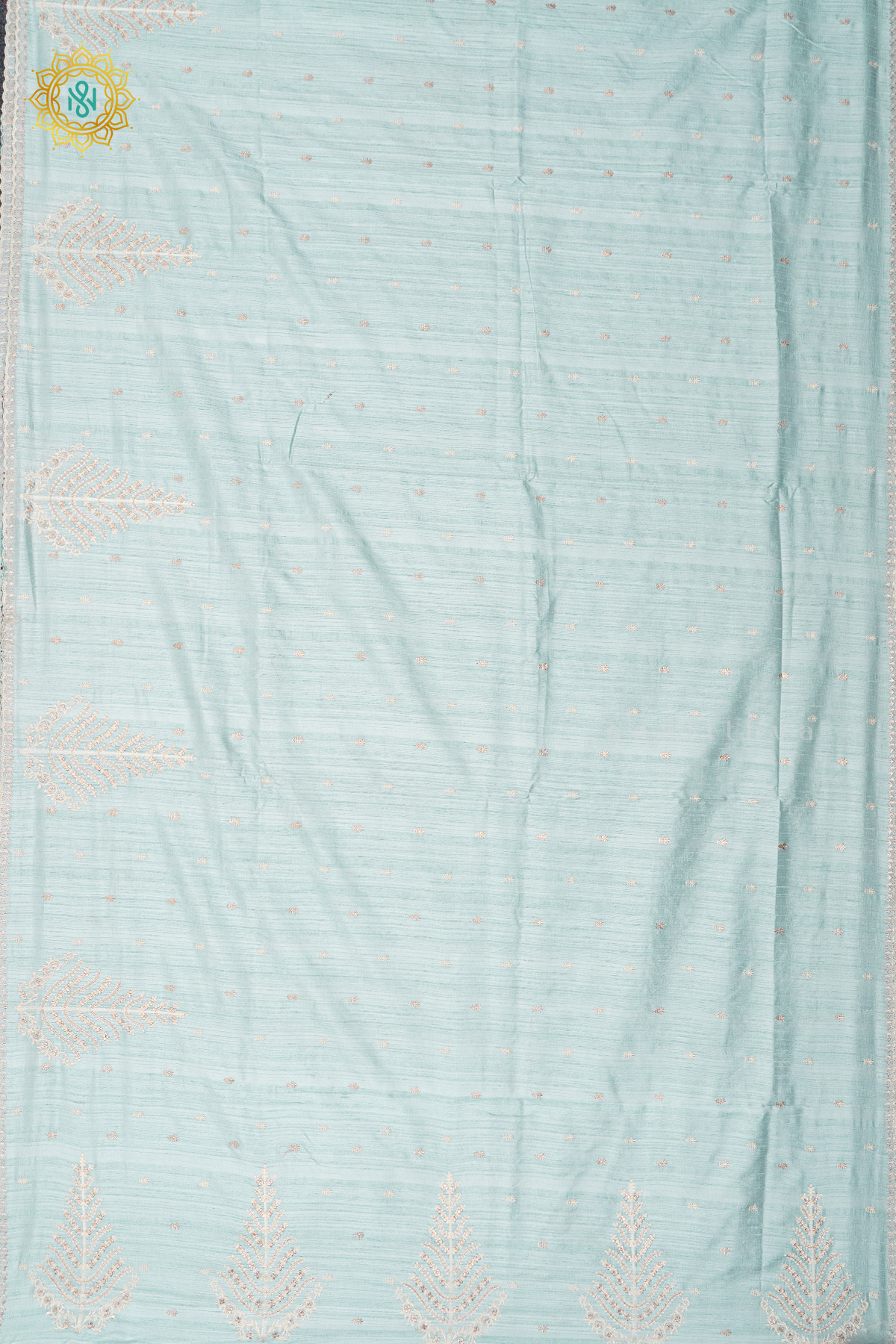 AQUA BLUE - SEMI TUSSAR WITH EMBROIDERY