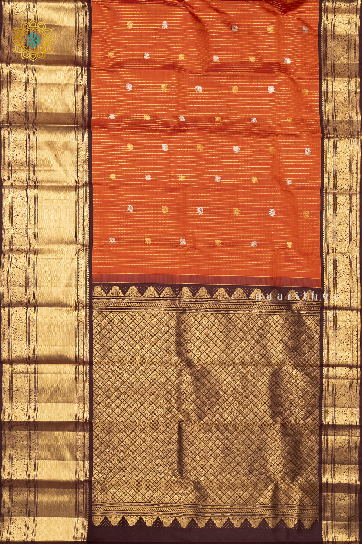 RUST ORANGE WITH BROWN - PURE KANJIVARAM SILK