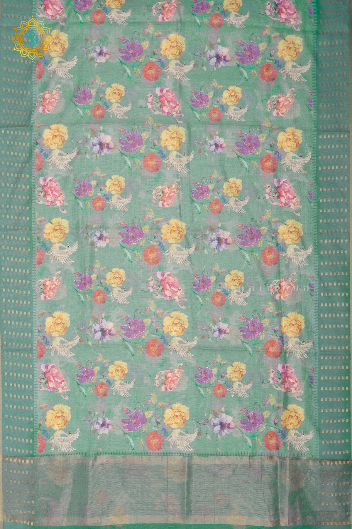 AQUA GREEN - CHANDERI SILK COTTON