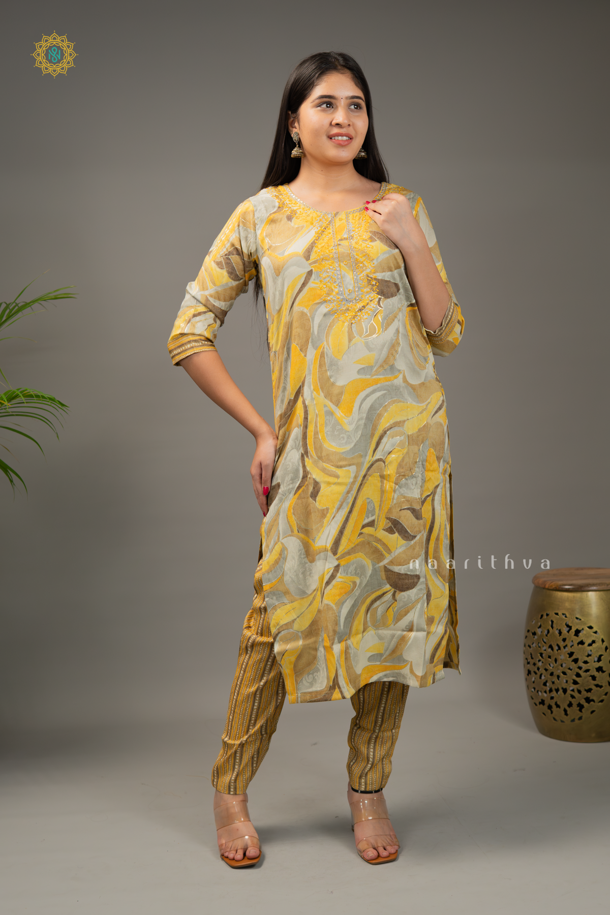 YELLOW - COTTON 3PC SALWAR SUIT WITH PRINTED TOP, BOTTOM & DUPATTA