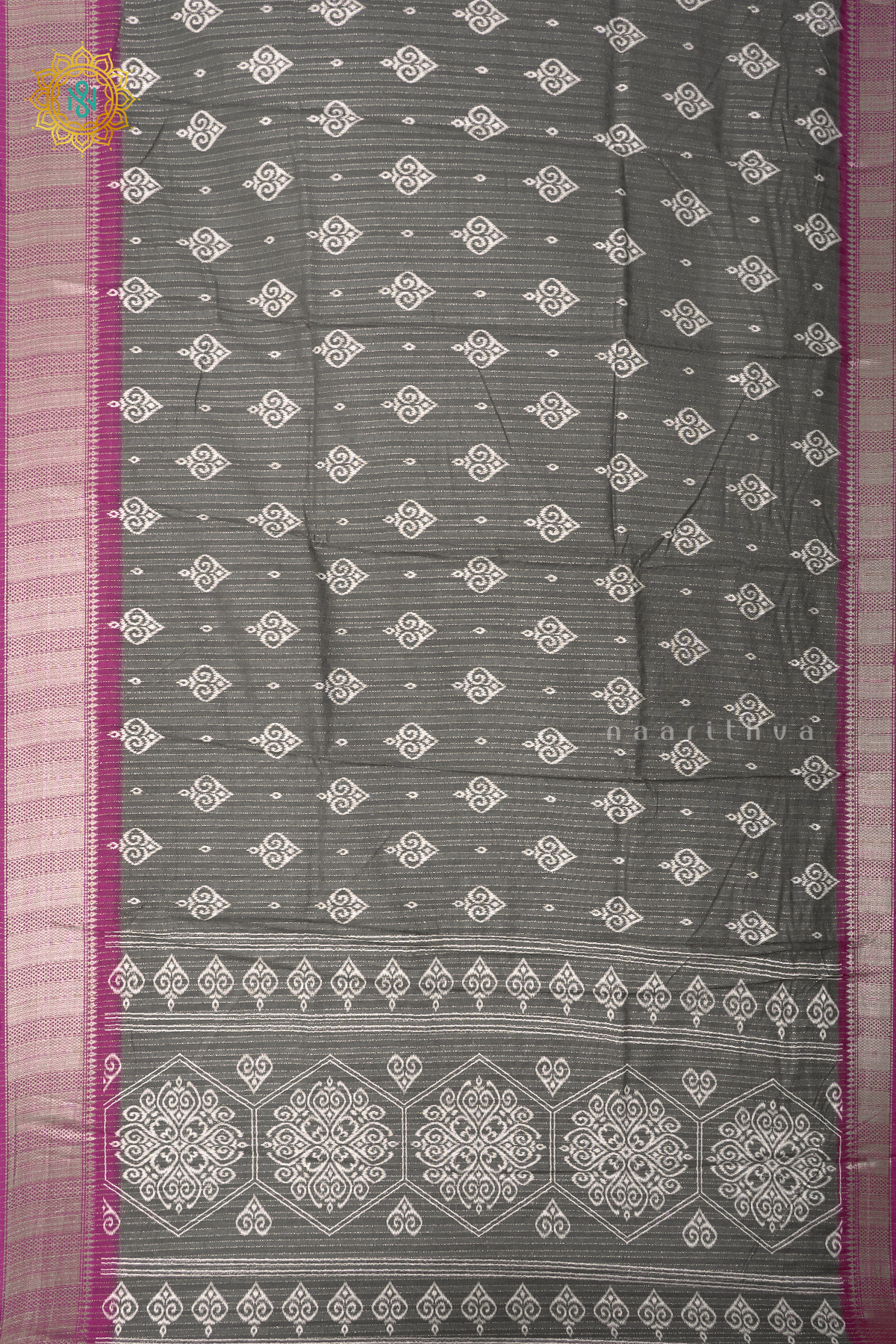 GREY WITH MAROON - DOLA SILK