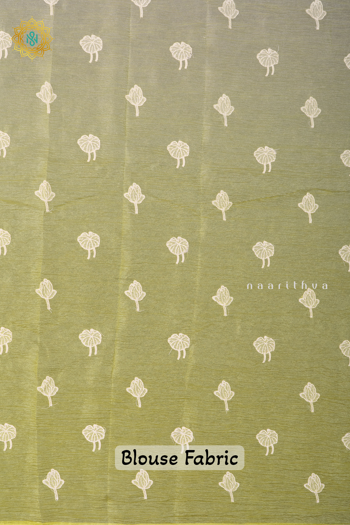 LEMON GREEN - CRUSH TISSUE WITH EMBROIDERY