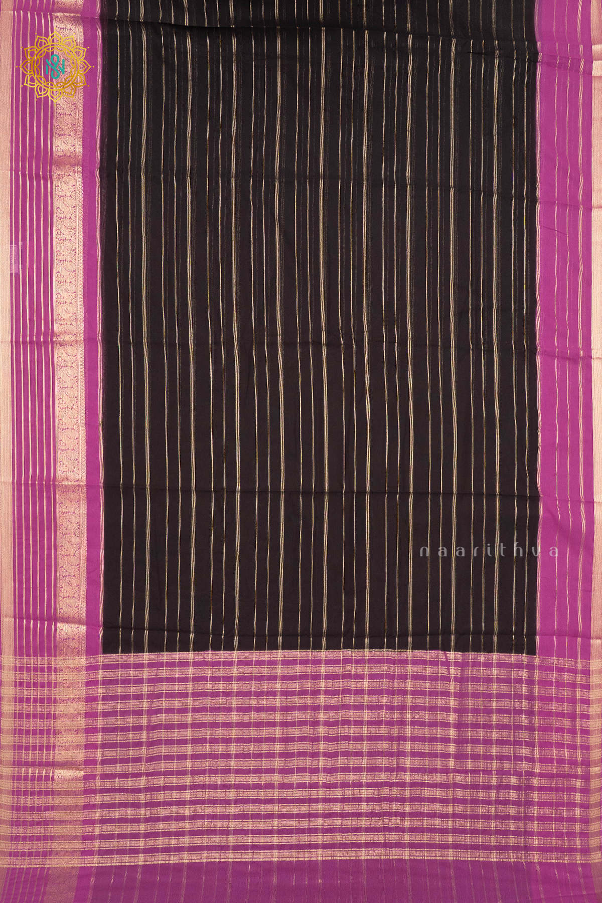 BLACK WITH LIGHT PINK - SEMI GEORGETTE
