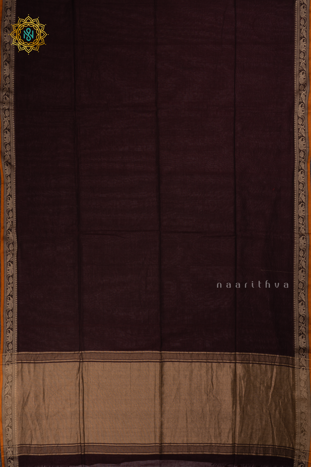 Deep Wine Mul Cotton Saree with Plain Body and Thread Woven Border