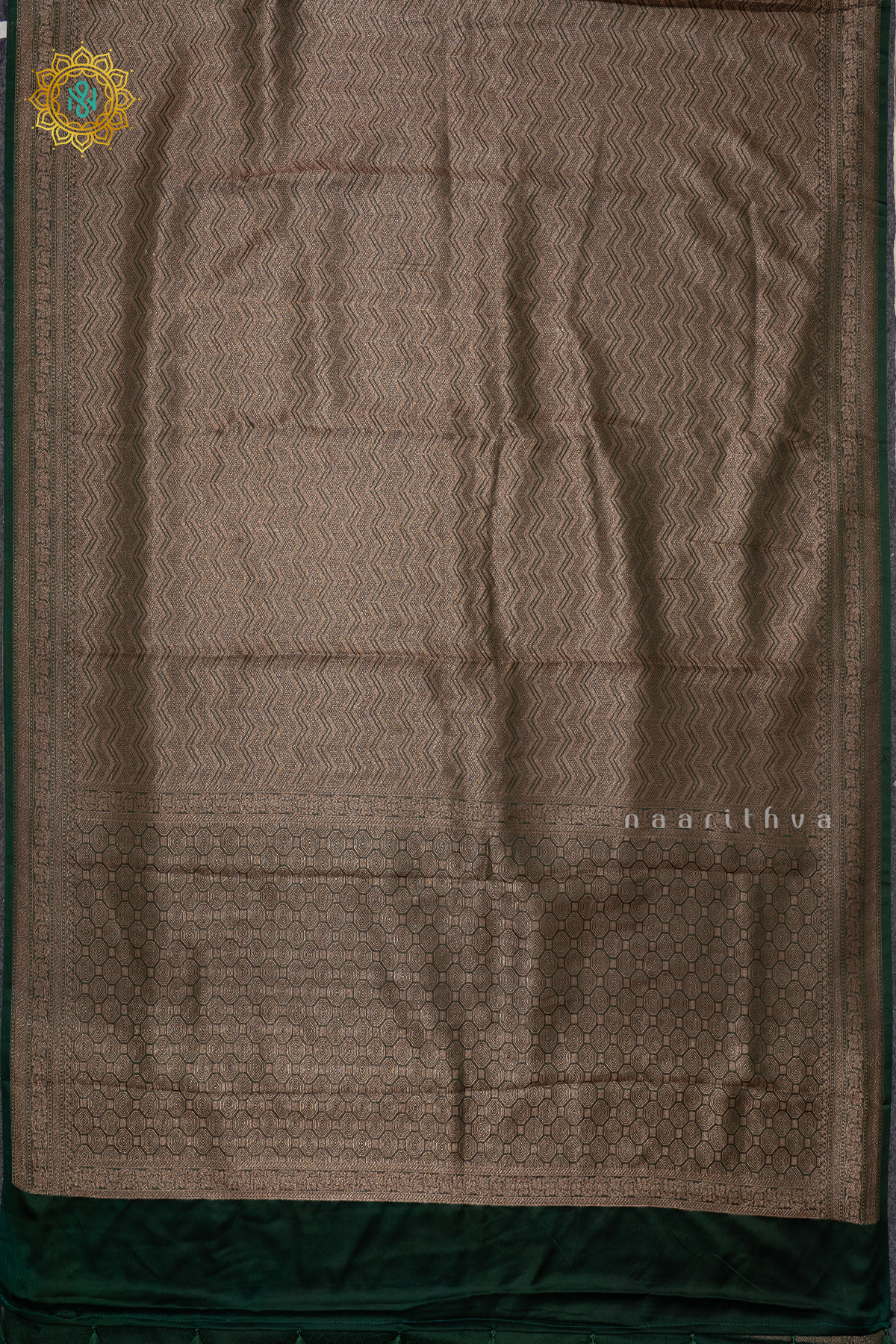 BOTTLE GREEN - SATIN BANARASI