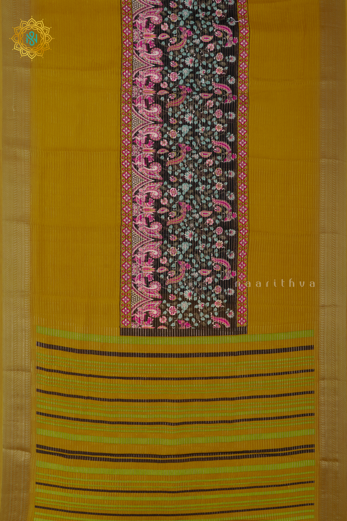 YELLOW WITH BLACK - SEMI GEORGETTE