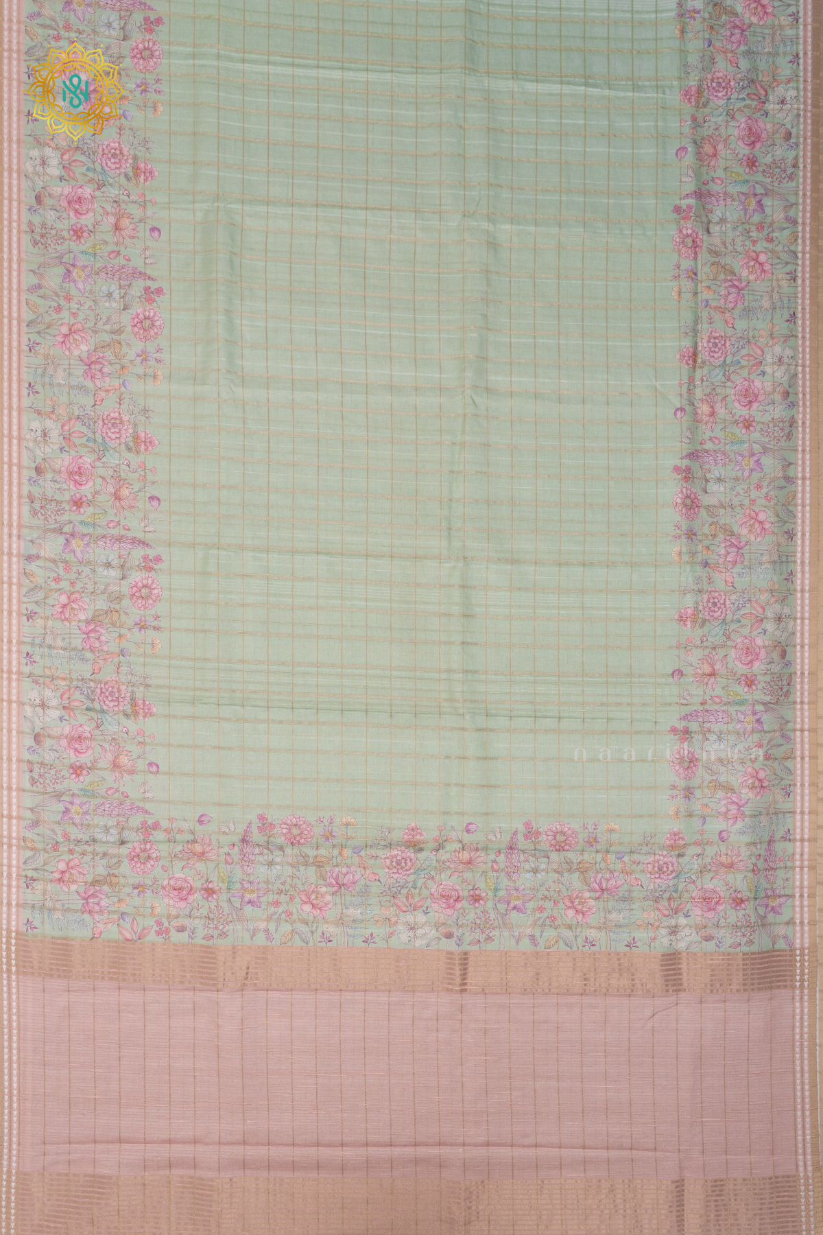 AQUA GREEN WITH PEACH - KOTHA TUSSAR