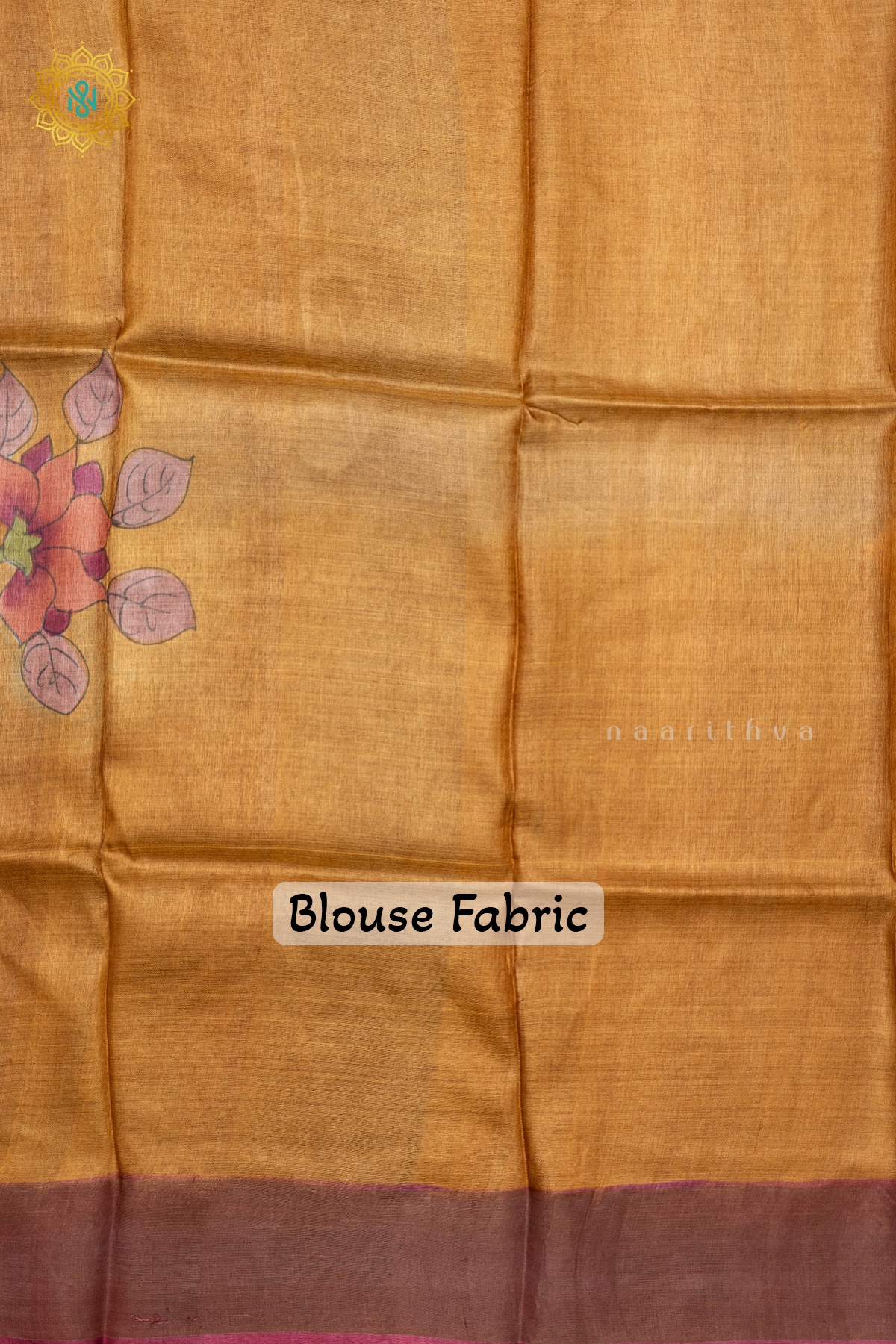 MUSTARD WITH PINK - PURE TUSSAR SILK WITH HAND PAINTED