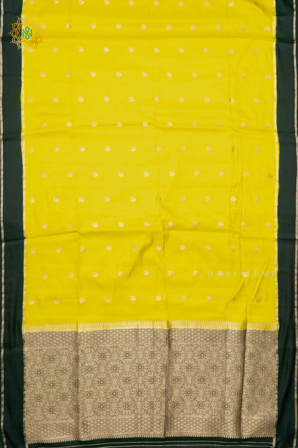 LEMON YELLOW WITH BOTTLE GREEN - SEMI SILK