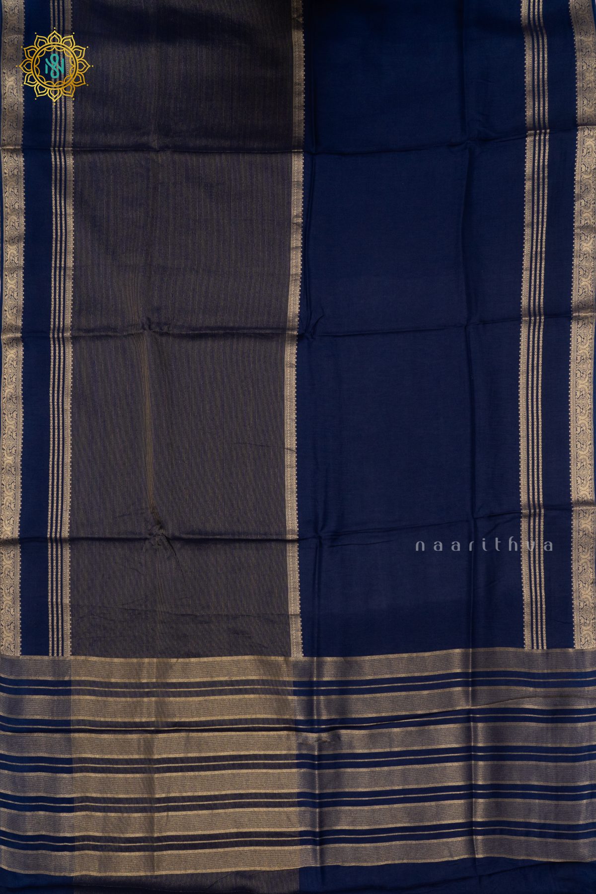 NAVY BLUE WITH RED - SEMI CREPE SILK