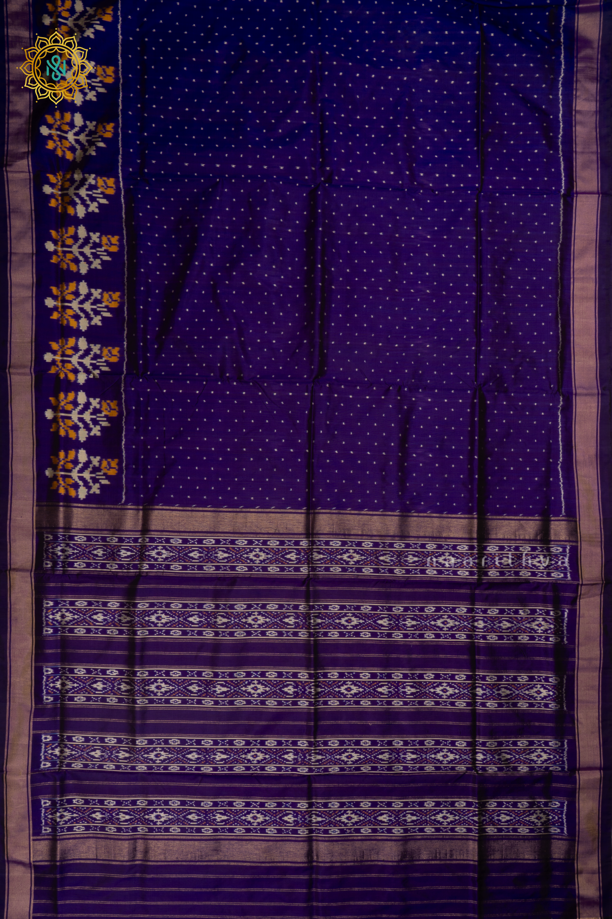 Purple Ikkat Pure Silk Saree with Patola Printed Body and Zari Border