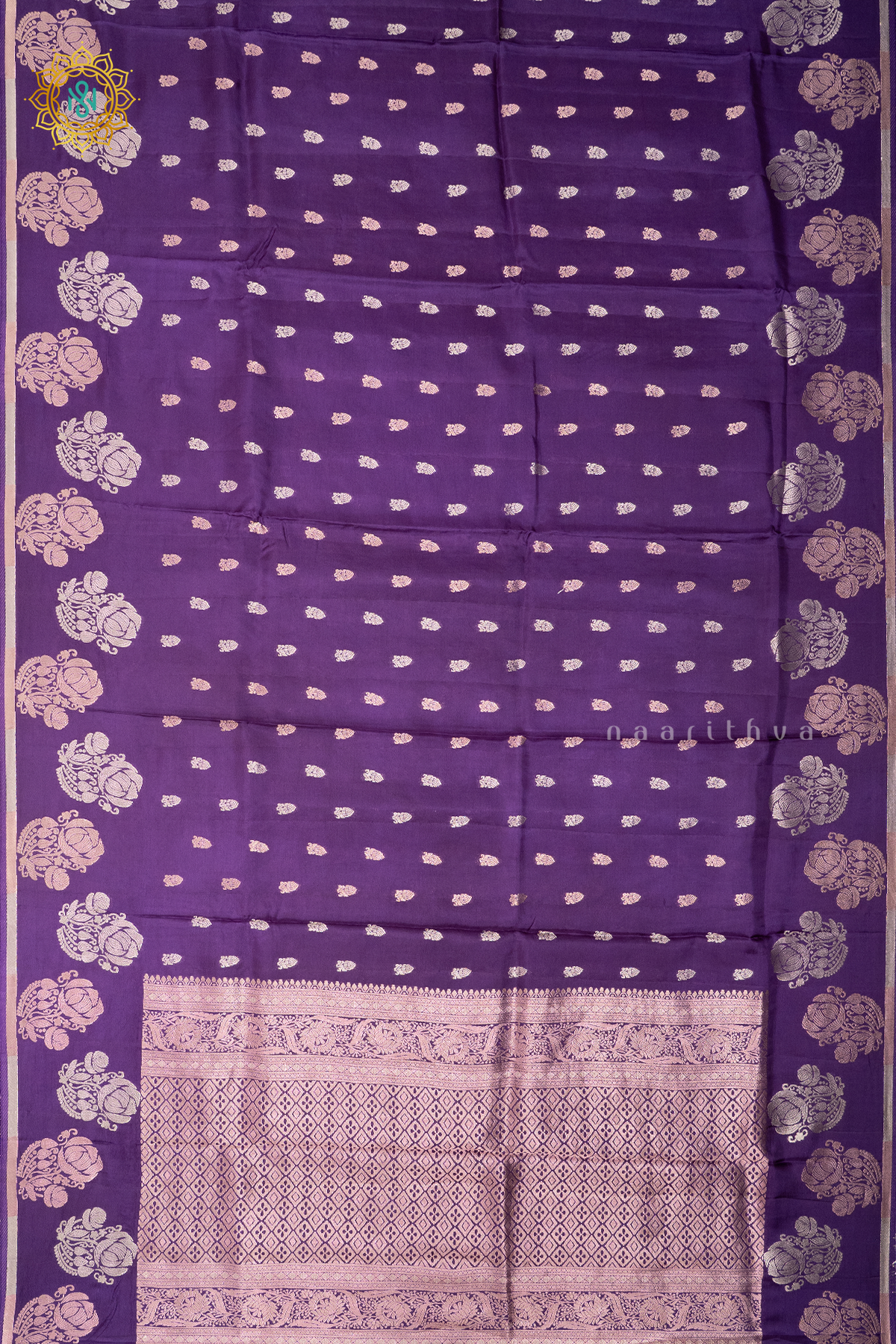 PURPLE WITH YELLOW - SATIN CREPE